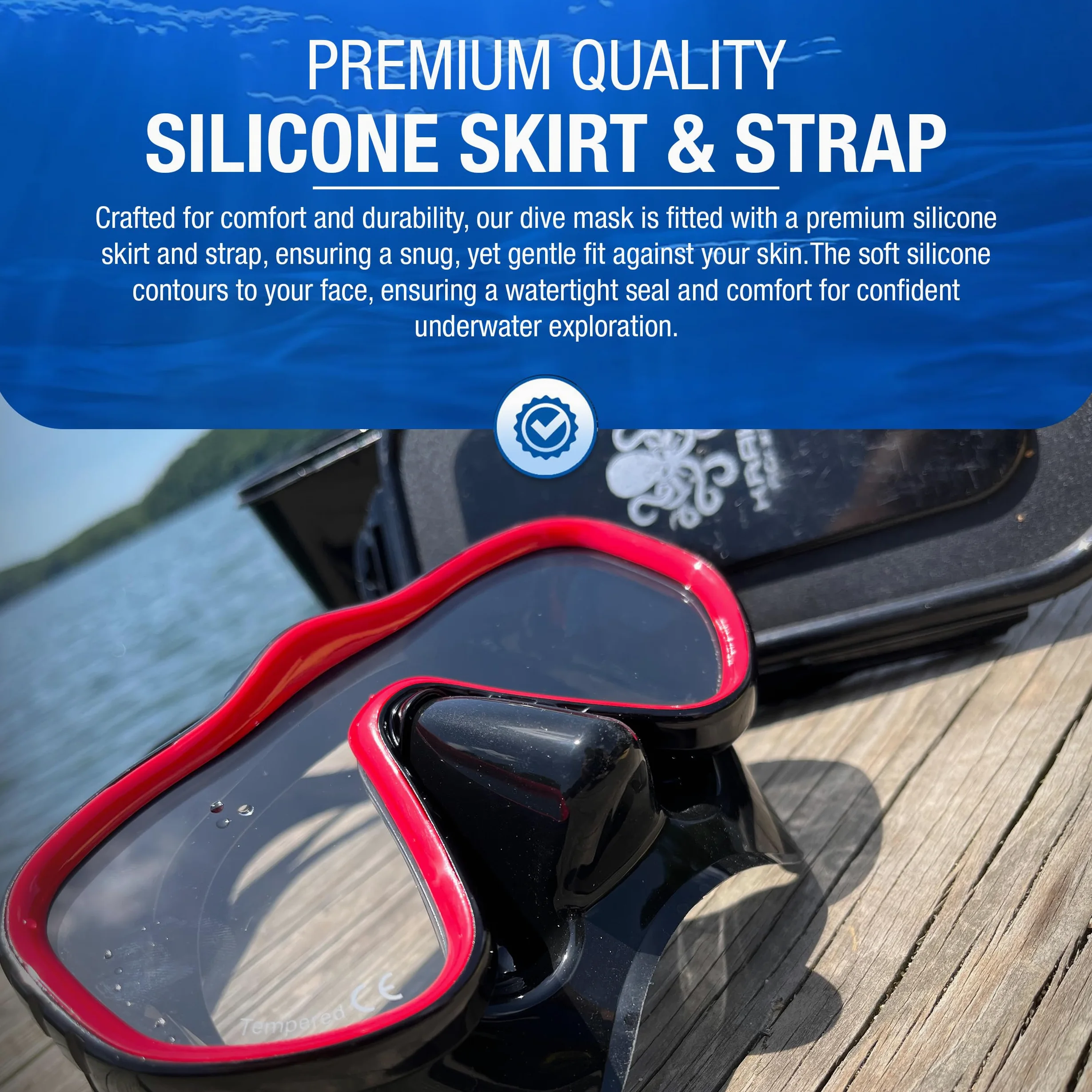 Kraken Aquatics Snorkel máscara de buceo con silicona falda y correa para el buceo, snorkel y apnea