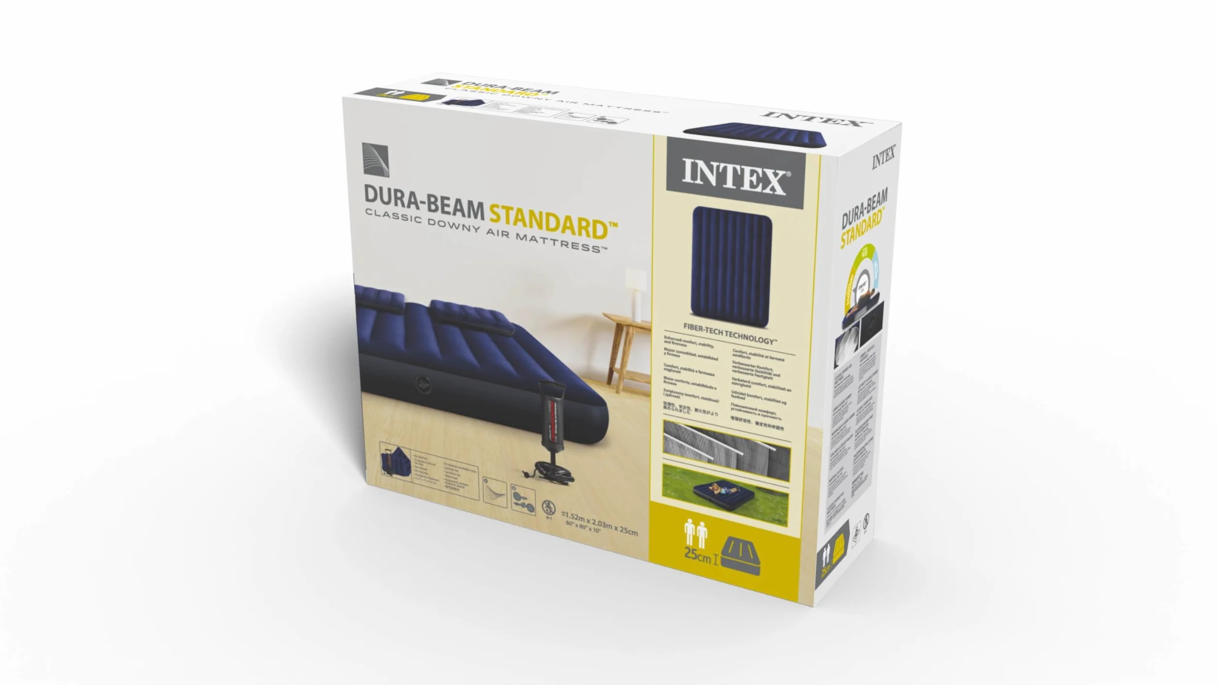 Intex 68765 - Colchón Hinchable con 2 Almohadas y Bomba 152 x 203 x 22 cm
