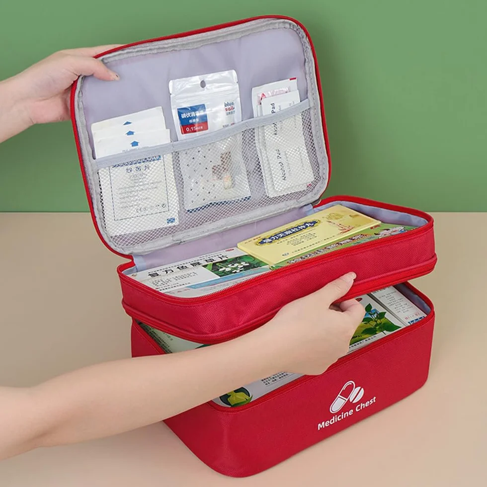 Botiquín de Primeros Auxilios Impermeable Portátil Gran Capacidad Bolsa Almacenamiento Medicamentos