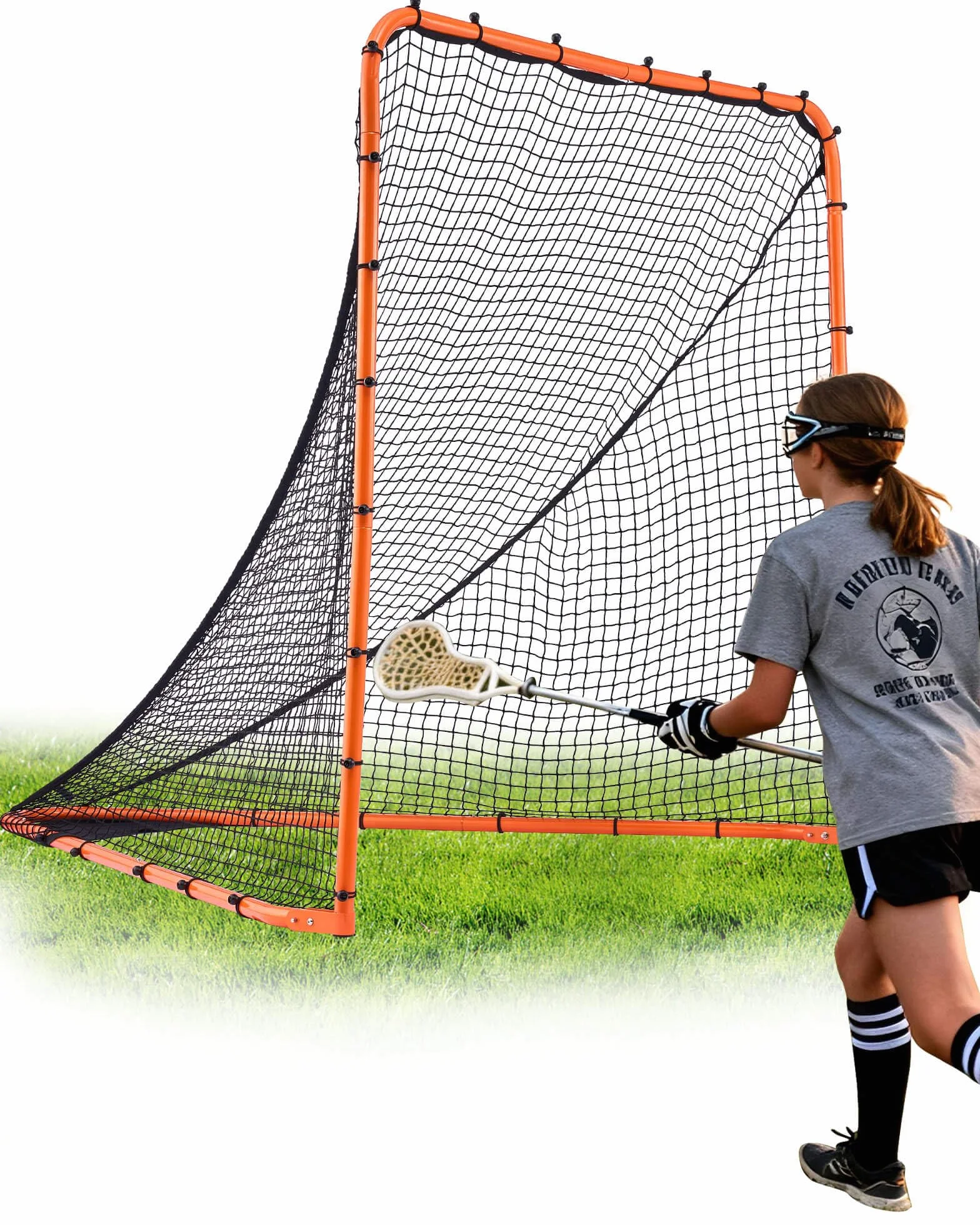 VEVOR Portería de lacrosse, red de lacrosse, equipo portátil de entrenamiento de lacrosse para patio trasero, red de entrenamiento de marco de acero, portería de lacrosse de configuración rápida y