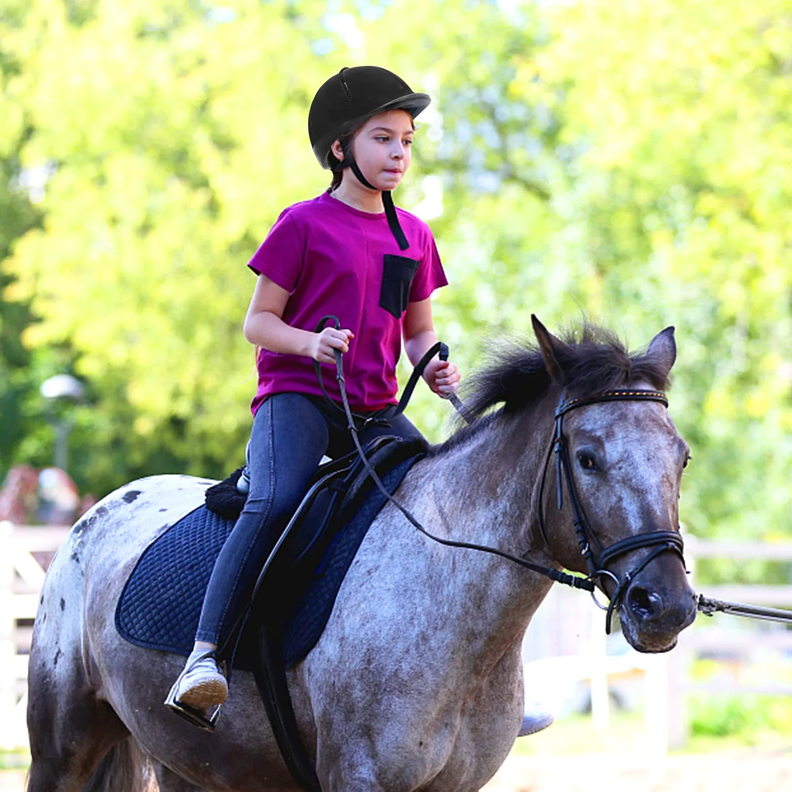Casco de equitación ajustable para niños de 2 a 6 años, talla S y tamaño de cabeza de 48 a 54 cm (negro)