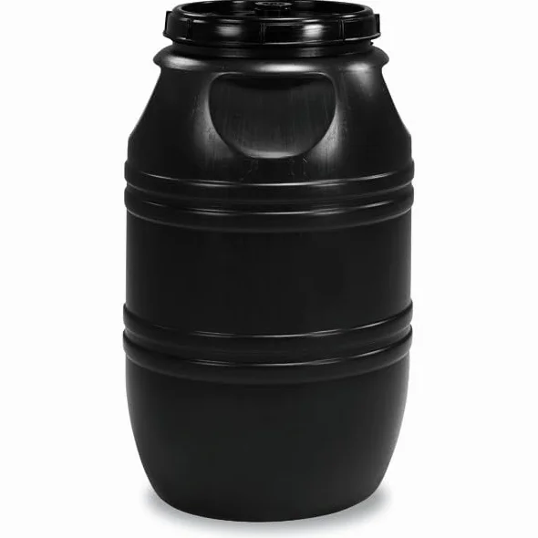 Deposito de Agua 220 litros. Bidon de plastico para Uso alimentario con Cierre de Rosca. Color Negro. Listo para Usar. Resistente.