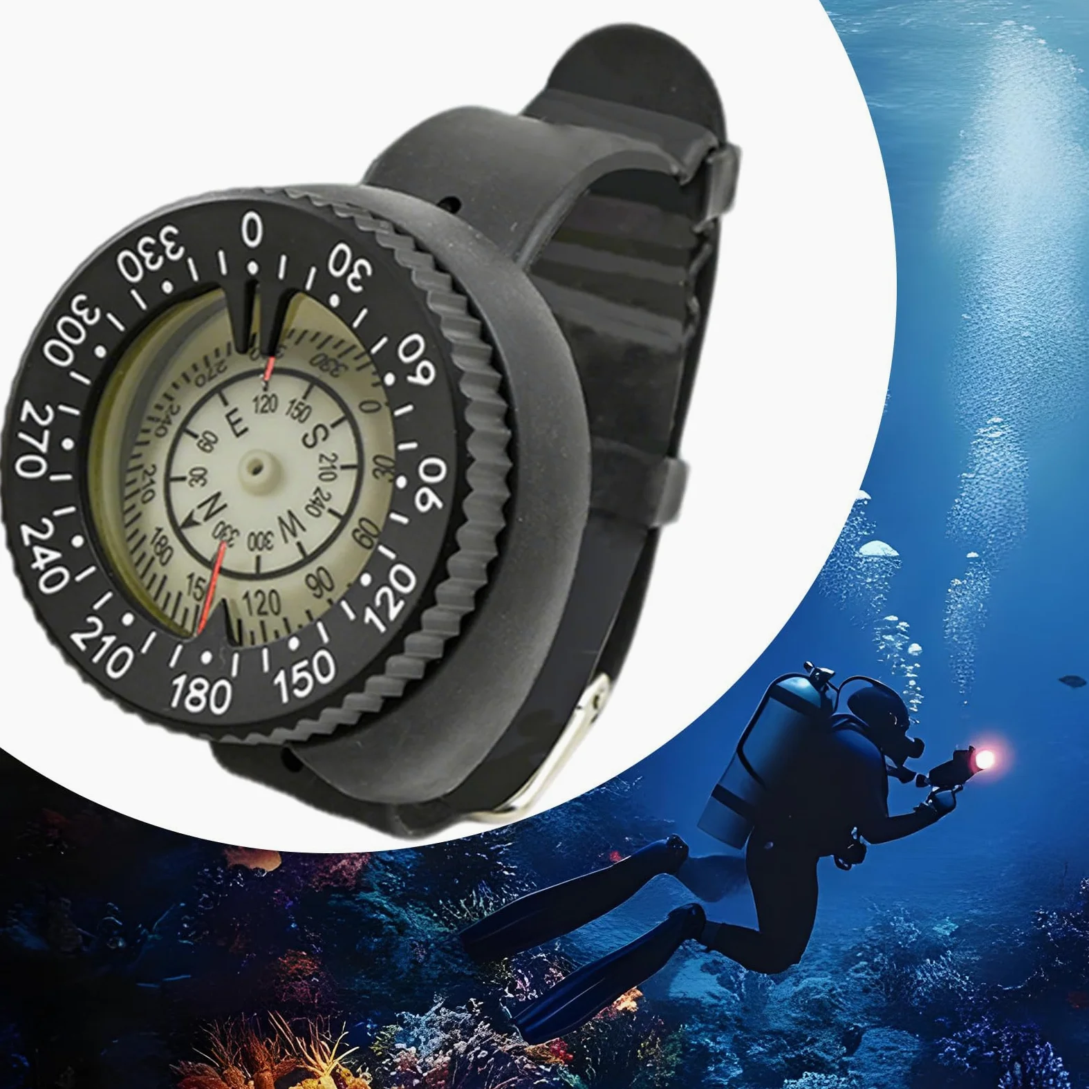 Reloj de brújula, herramienta de navegación de navegación, brújula luminosa precisa portátil para mochileros, kayak, orientación, buceo, supervivencia