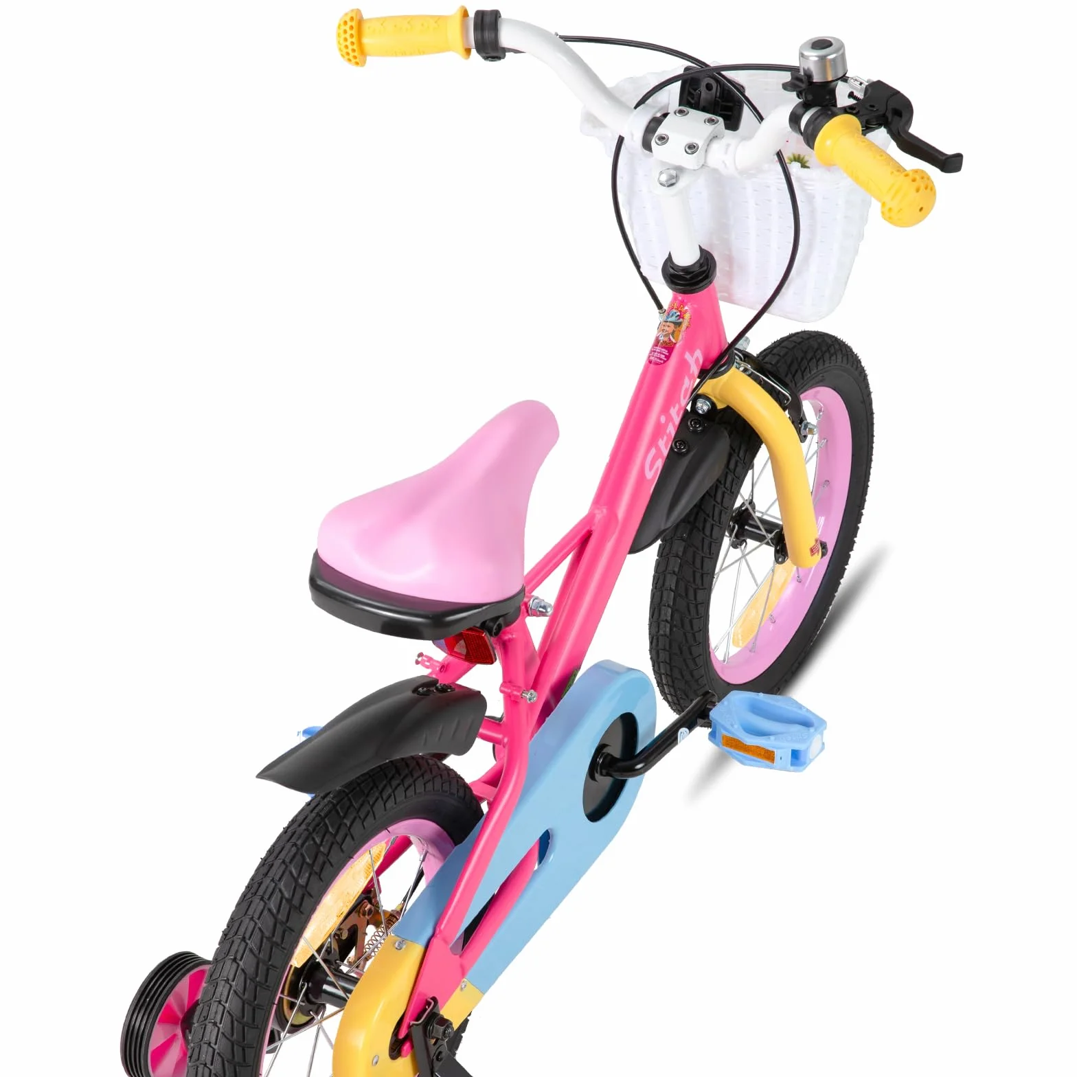 STITCH Macaron 12/14/16/18 Pulgadas Bicicleta Infantil de 3 a 8 años ，Bicicleta Infantil con estabilizador y Cesta
