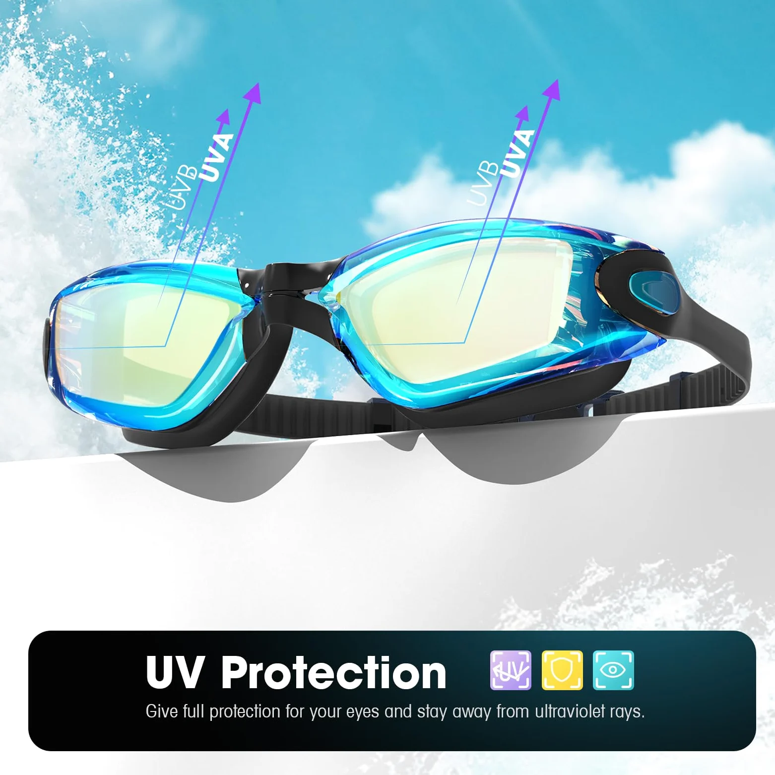 Braylin Gafas de natación, paquete de 2 gafas de natación, antivaho, sin fugas, para adultos, mujeres, hombres y jóvenes