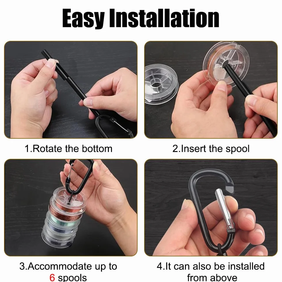 Tippet Holder, 3 piezas de acero inoxidable Tippet accesorios de pesca con mosca incorporados cuerda elástica de alta elasticidad para dispensar líderes Tippets
