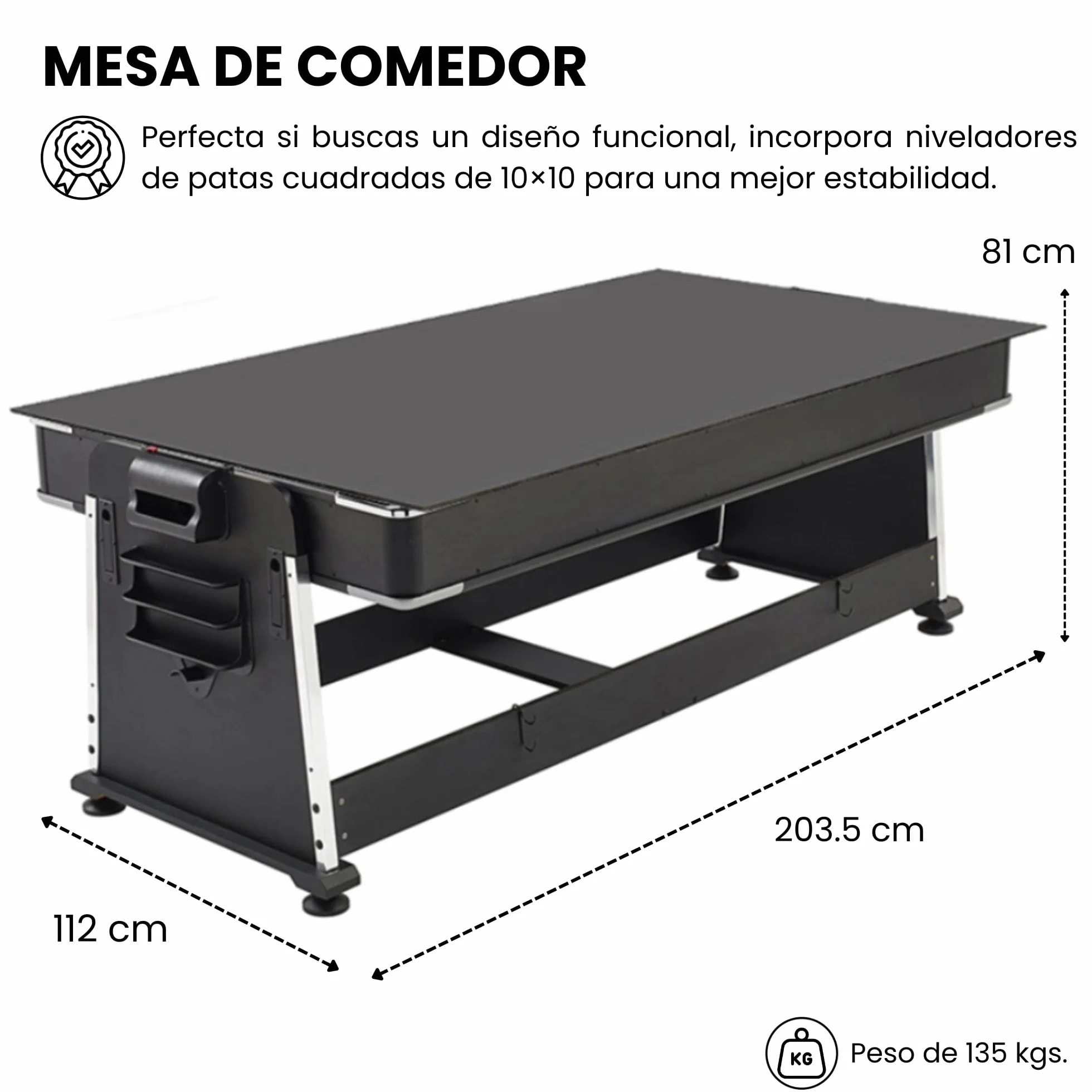DEVESSPORT Multijuego Giratorio 4 en 1 Olimpus Mesa de Billar Air Hockey Ping-Pong Mesa de Comedor 203.5x112x81 cm