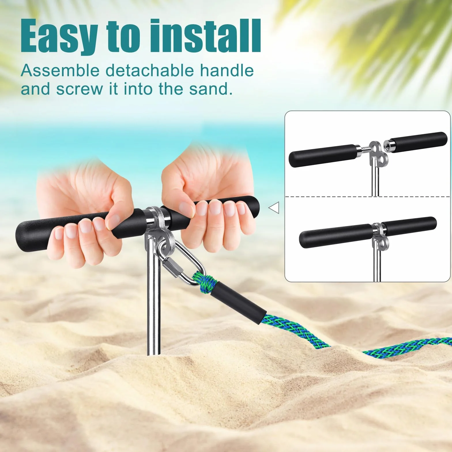 Insaga Anclaje de arena de 36 pulgadas para barco, ancla de arena de acero inoxidable 304 con barra transversal, anclaje de barco atornillado para kayak, moto acuática, pontón, agua poco profunda