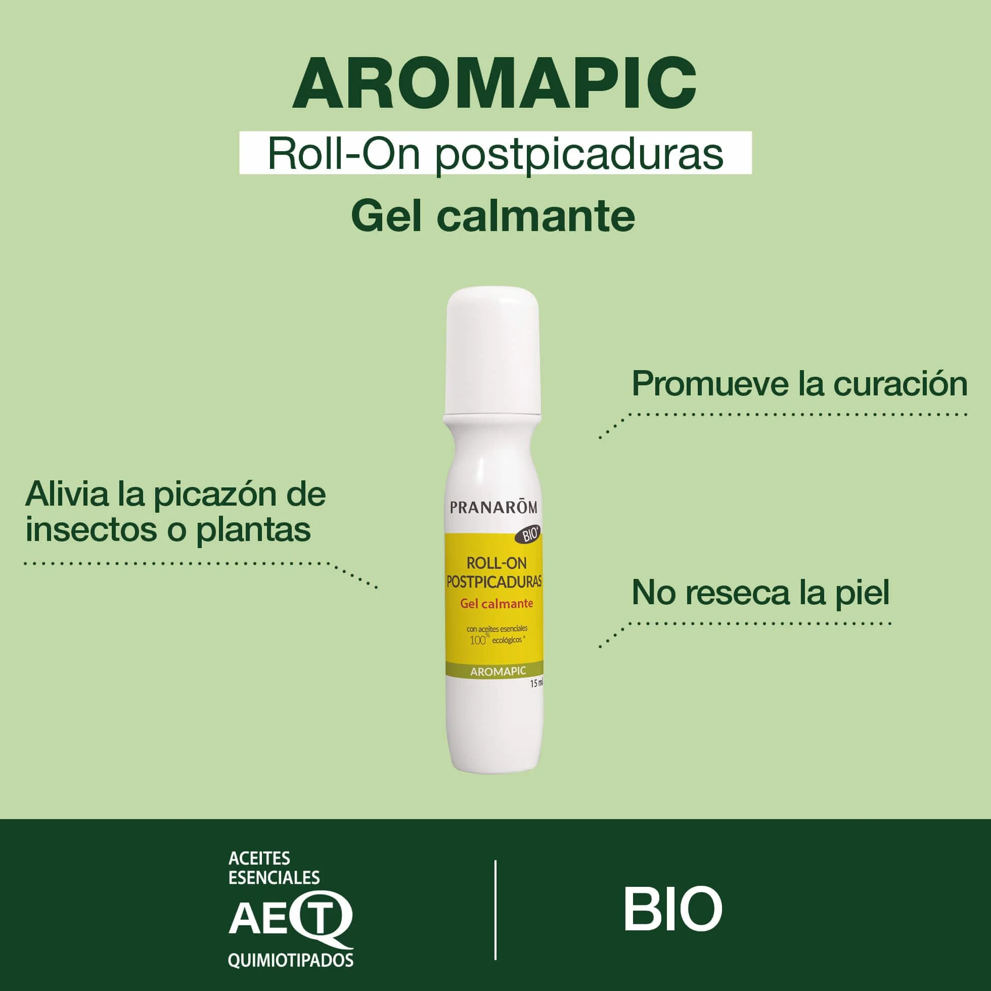 PRANAROM Aromapic Roll On Post Picadura Bio Gel Calmante Aceites Esenciales Puros Naturales 15ml