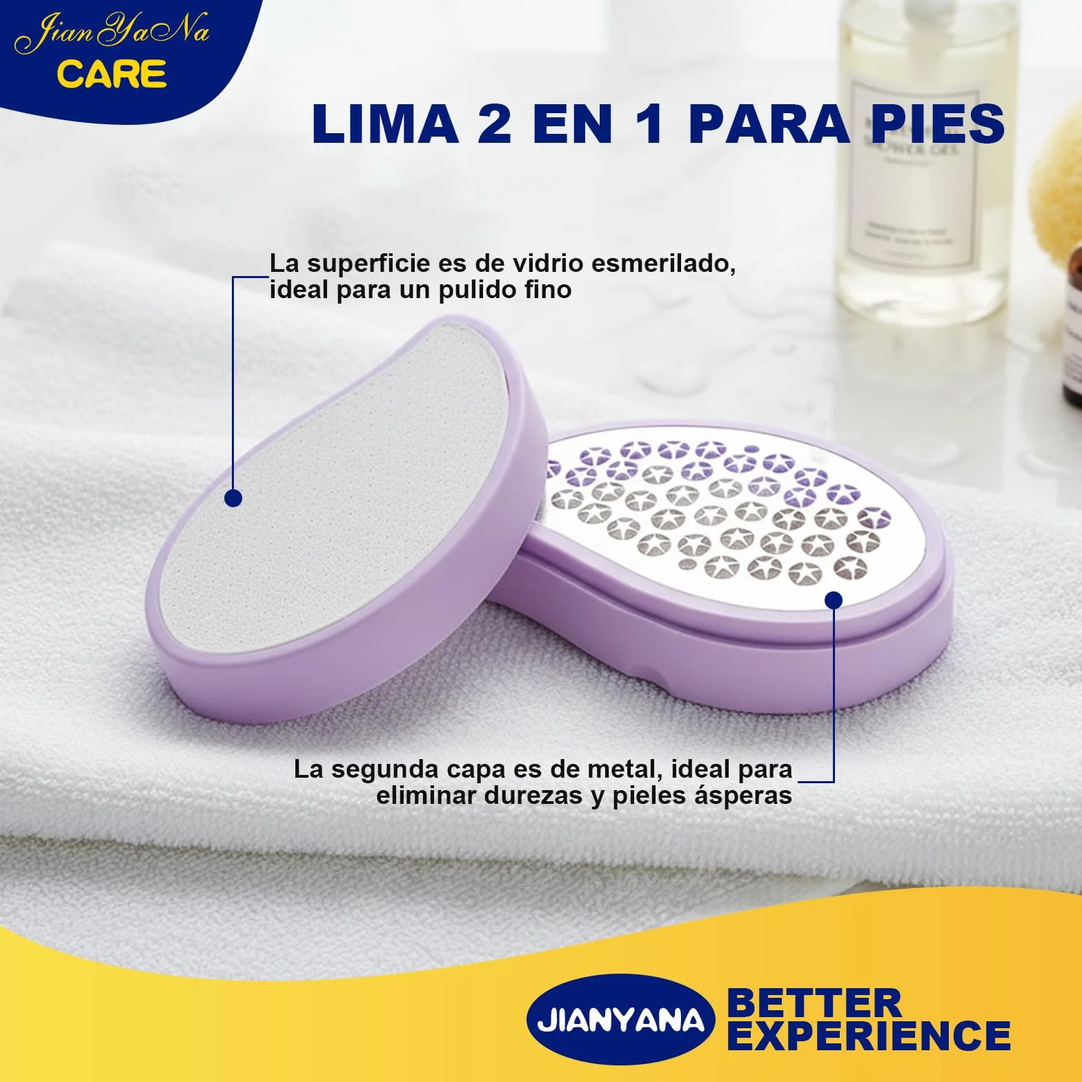 Jianyana Pedicura 2 In 1 Lima Pies Removedor Callos Nanovidrio Piedra Pomez Profesional Manual (Púrpura)