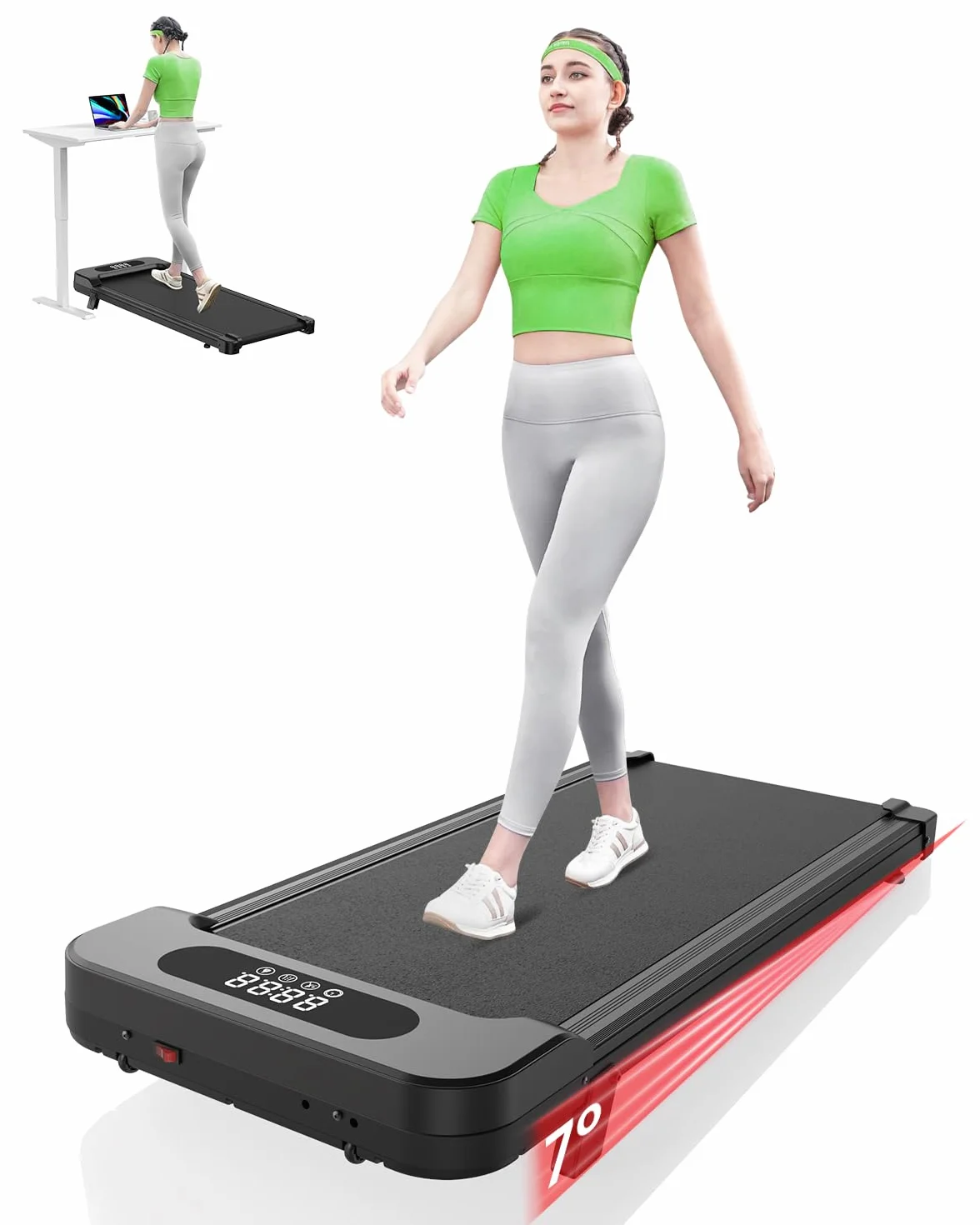 HomeFitnessCode Cinta de Correr y Andar 3 en 1 con Inclinación 7% – Caminadora Eléctrica Silenciosa, 8 km/h, Motor 2,5CV, Sistema de Amortiguación, Pantalla LCD, 130 kg – Hogar y Oficina