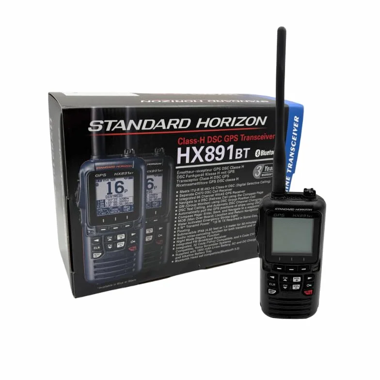 Standard Horizon HX891BT/E Radio VHF marina de mano, 6 W, GPS, IPX8 impermeable, Bluetooth (negro)