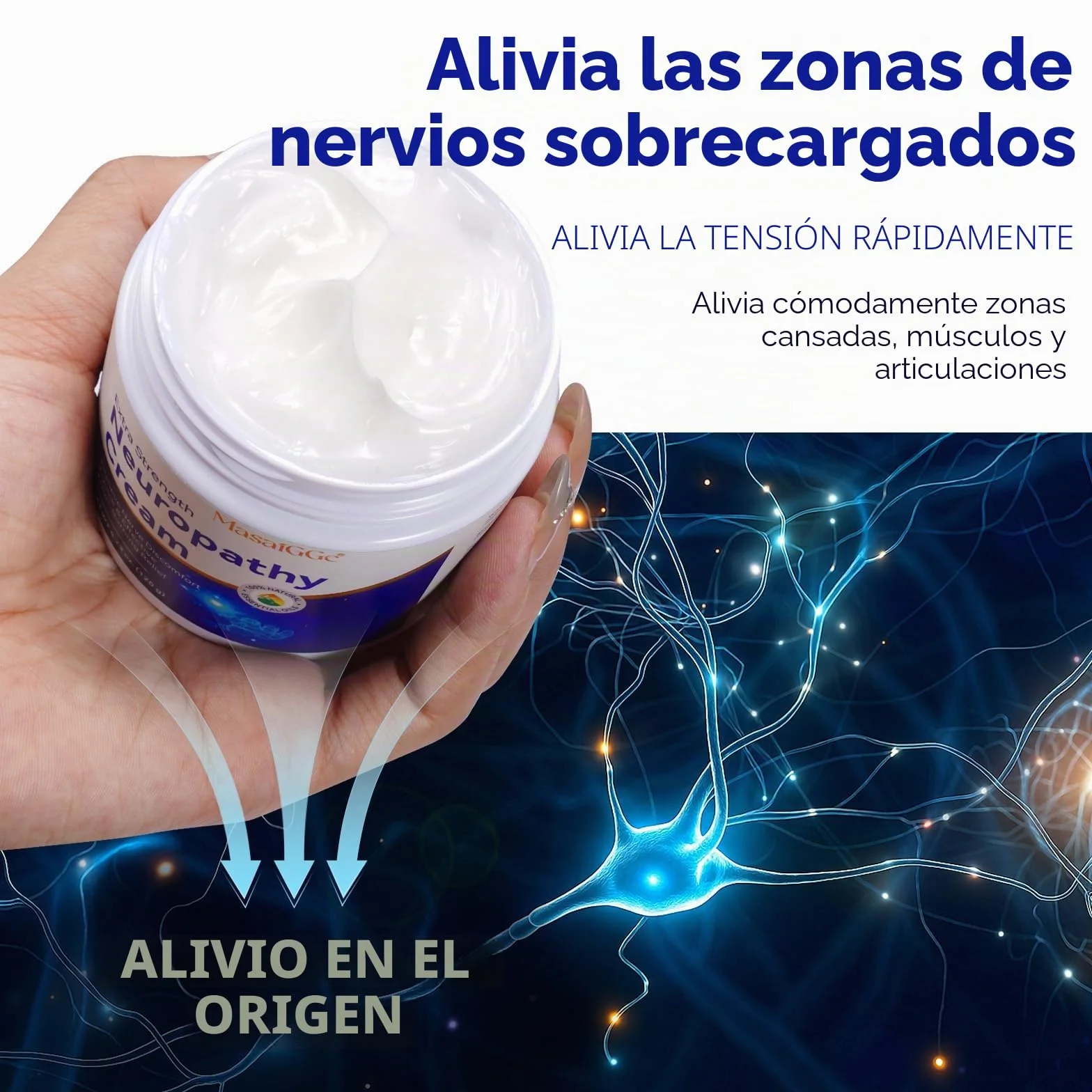 Crema para Neuropatía 120g Alivio Dolor Nervioso Reduce Hormigueo Entumecimiento con Árnica Aloe Vera y Vitamina B6