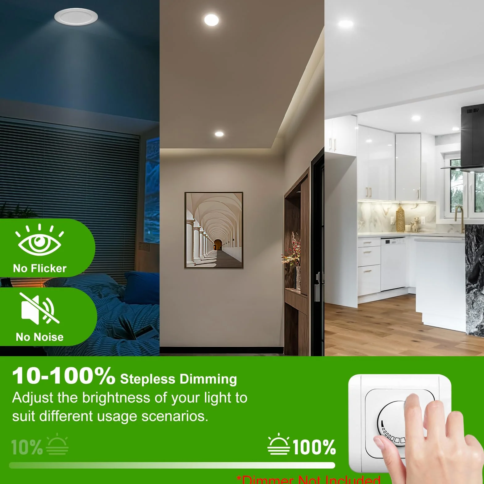 Focos LED Interior Techo 230V 7W Ø 65-75 mm IP44 Regulables Downlight Led Empotrable Blanco 3000K 4000K 6500K 6er