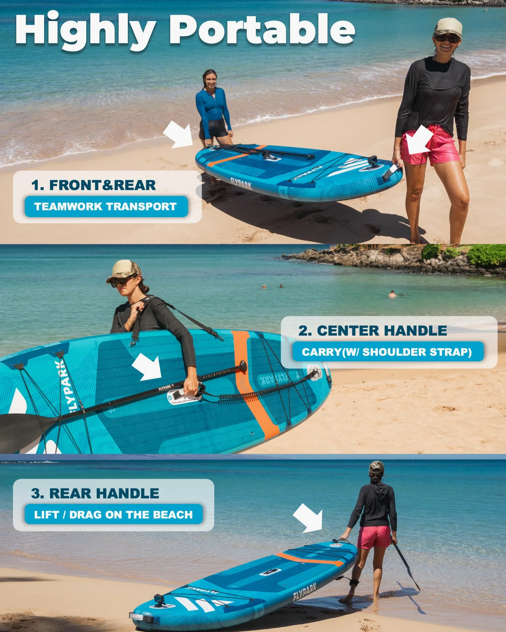 Flypark Tabla de Remo Inflable Estable de Pesca y Familia de 10 pies 8/11 x 35 Pulgadas, Tabla de Remo Inflable Extra Ancha, rodamiento de 430 Libras, Tabla de Remo de pie, Soporte de cámara, Correa