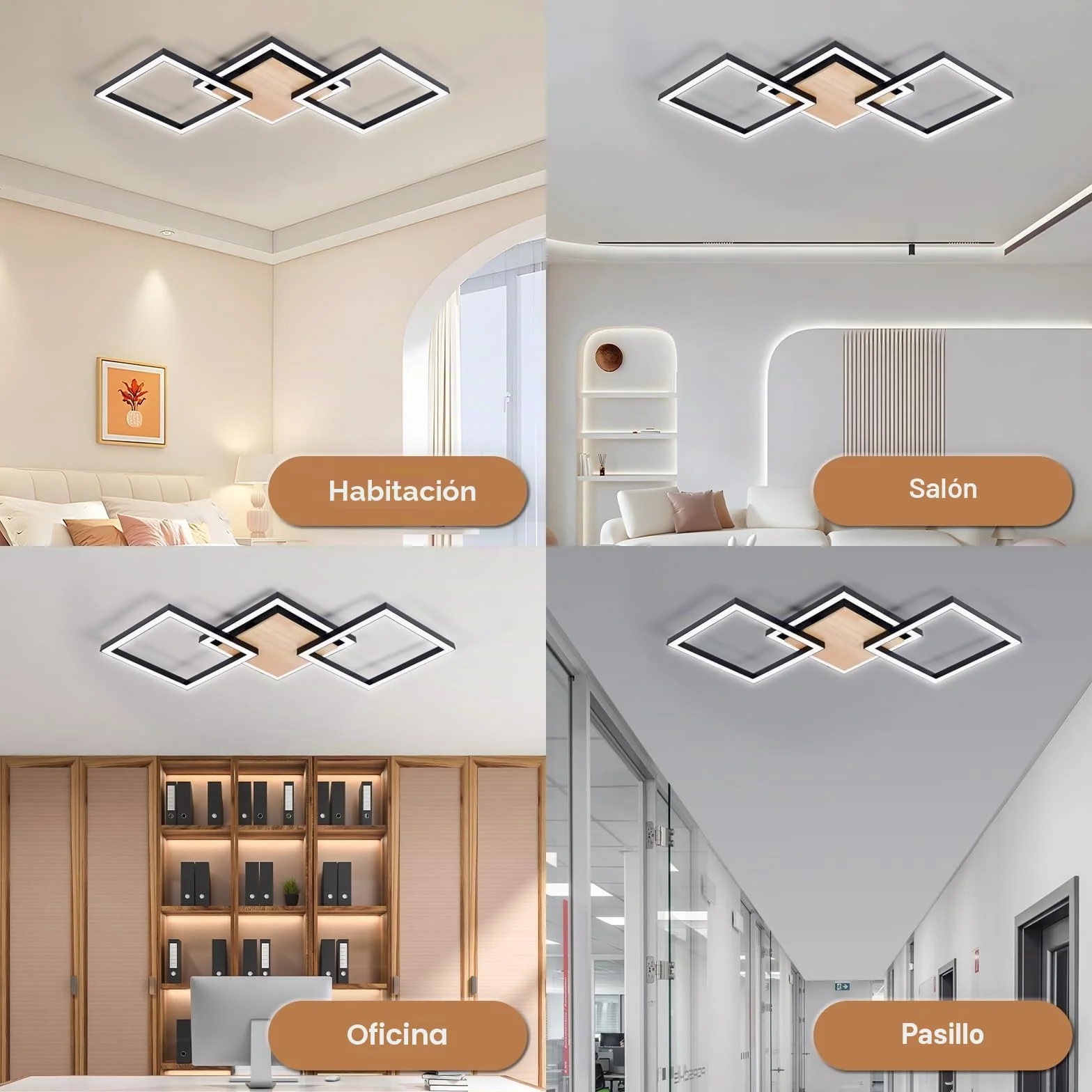 BrightFly LED Techo 24W Moderna Lámpara de Techo LED 3100LM Blanco Frío 6500K Cuadrado