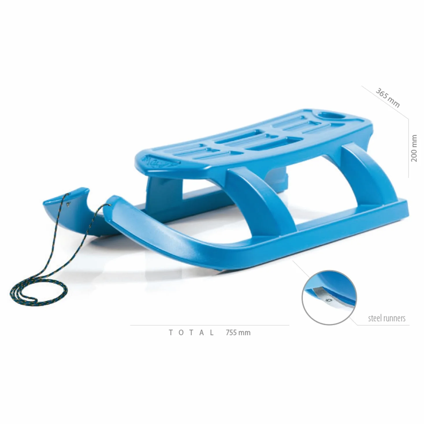 Trineo alto arrow, con deslizadores de acero y cuerda
