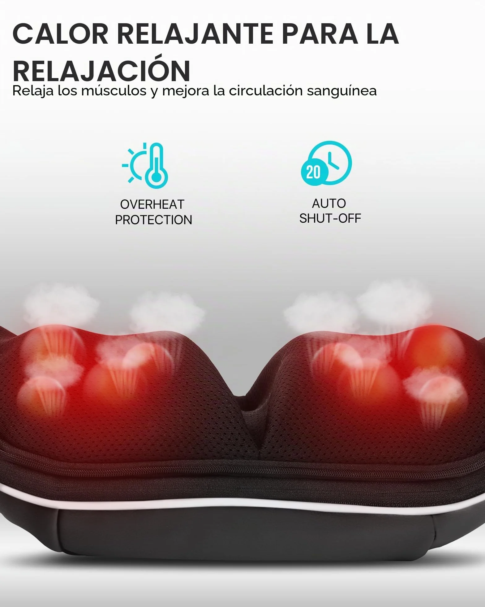 ALLJOY Masajeador de Cuello y Hombros con Calor, Shiatsu Cervical y Espalda, 8 Nodos Giratorios, 3 Velocidades, Dirección Ajustable, Regalo, Negro