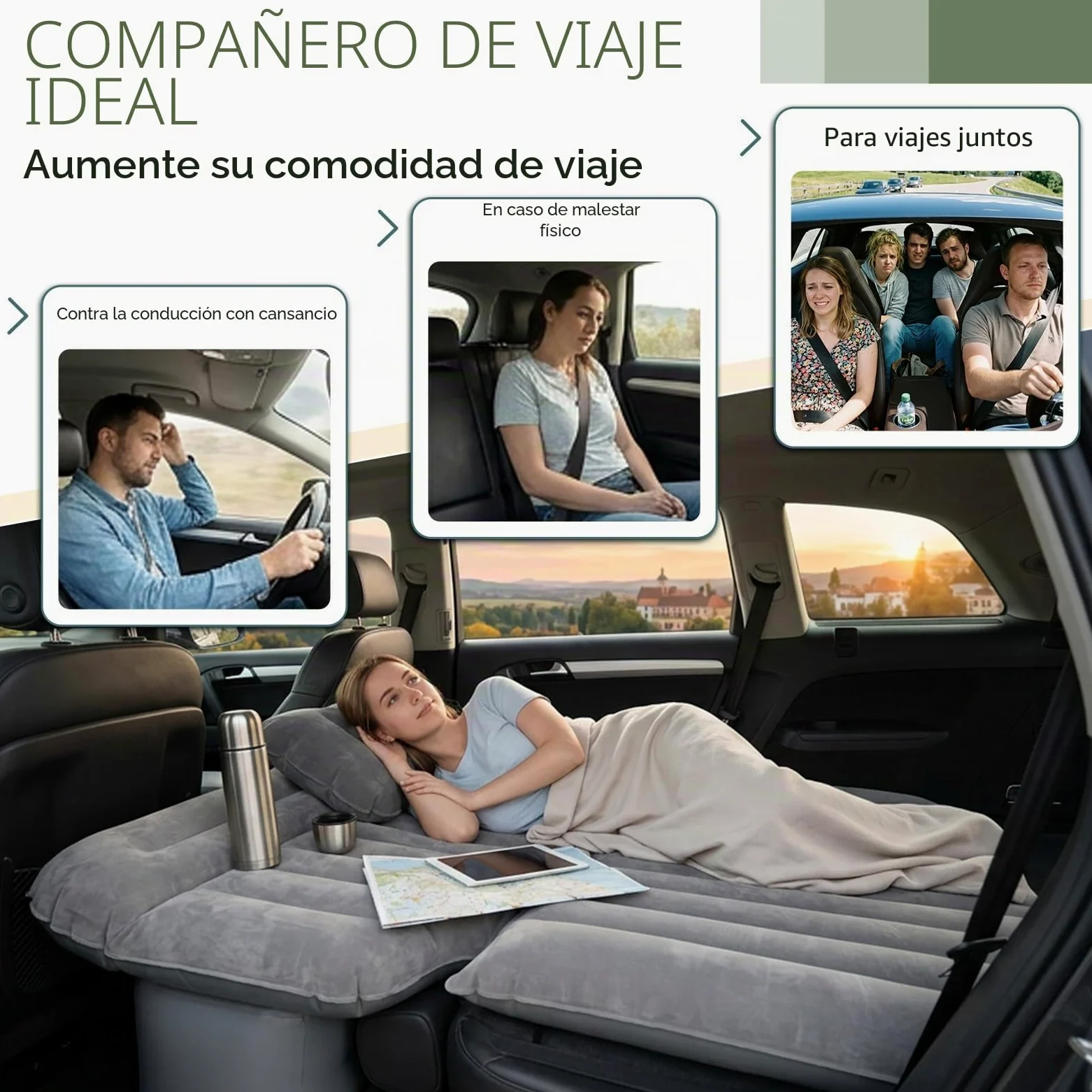 Sekey Colchón de aire para coche con bomba de aire de 12 V para viajes por carretera, SUV, colchón hinchable para 2-3 personas, infla en cualquier momento y relajarse inmediatamente, colchón hinchable