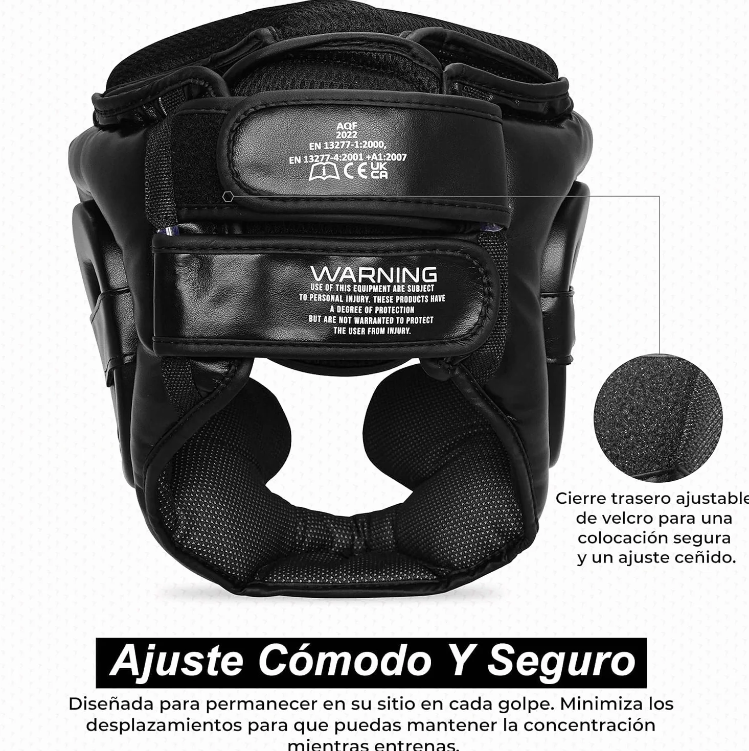 AQF Casco Boxeo CE Aprobado Entrenamiento Muay Thai Integral Kick Boxing Cabeza Protector MMA Headgear Sparring Negro