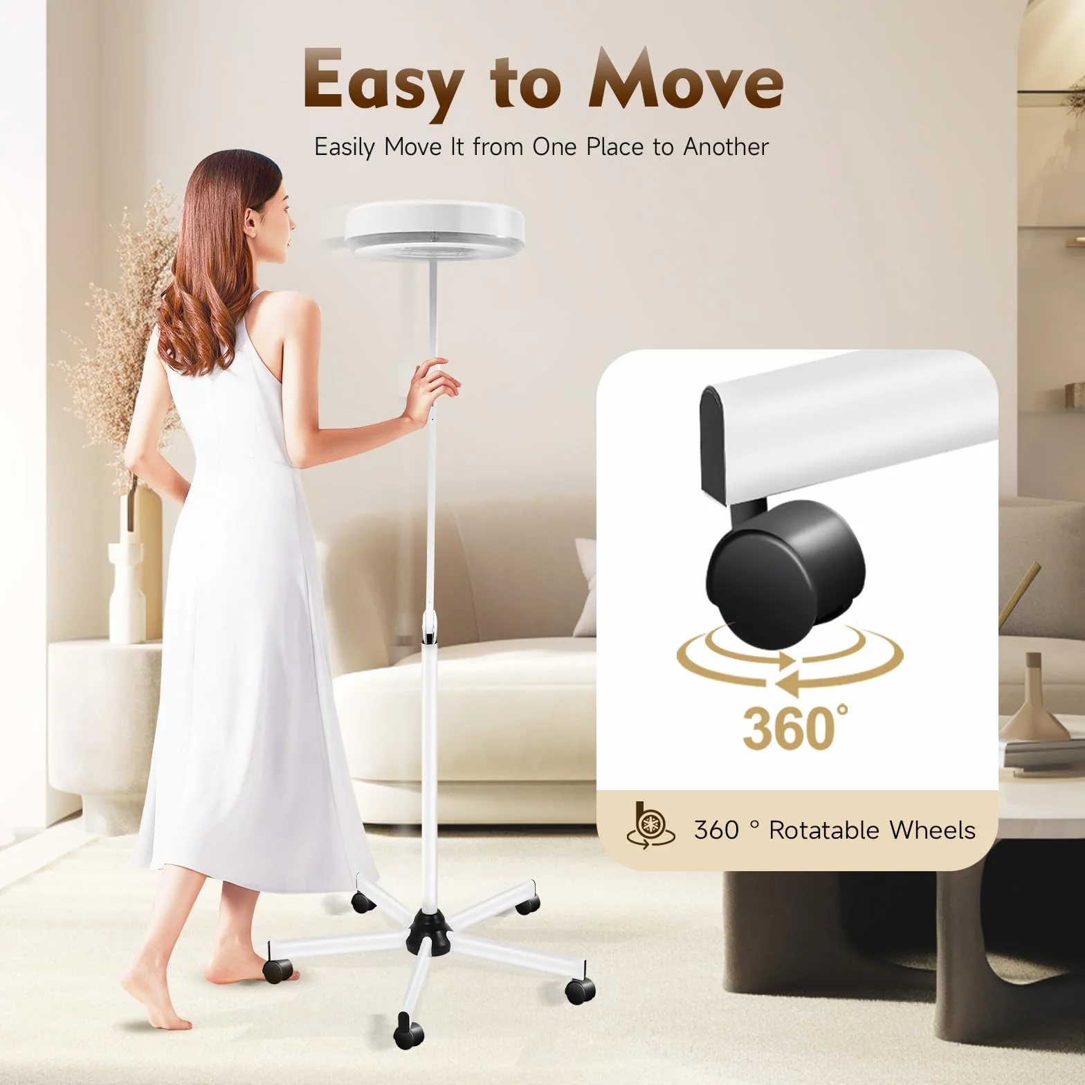 Lámpara LED con lupa 125 mm 5 dioptrías de pie trípode blanco