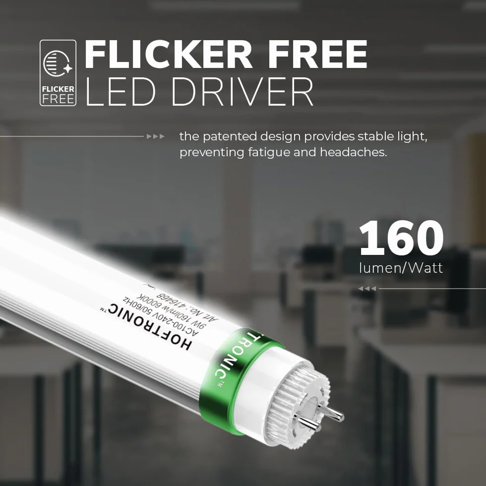 HOFTRONIC Lámpara LED T8 IP65 60 cm 6000K 9W 2880 lm 160 lm/W para ambientes húmedos