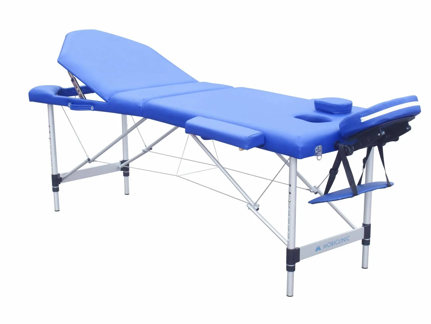 Mobiclinic Camilla de Masaje Plegable CA-01 Plus, Aluminio y Polipiel, 186x60 cm, Altura Regulable, Azul