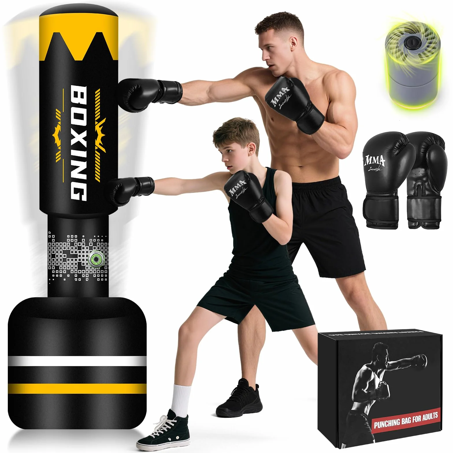 Saco de Boxeo Adulto 2 en 1 180 cm Auto inflable con Guantes y Bomba