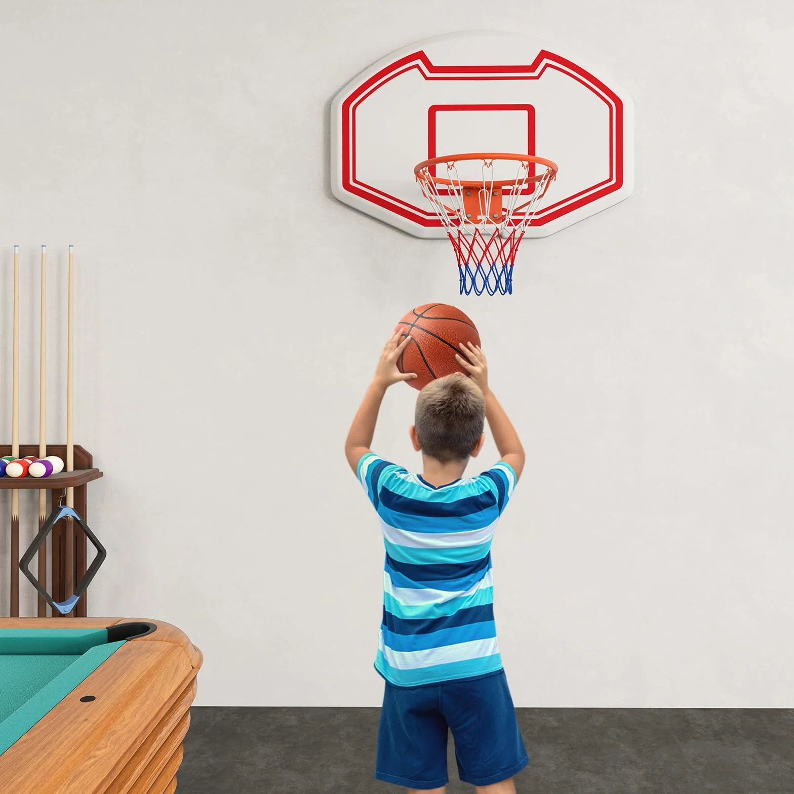 GOPLUS Canasta de Baloncesto de Montaje en Pared, Tablero de PE 91x61 cm, Aro Estándar de 45 cm