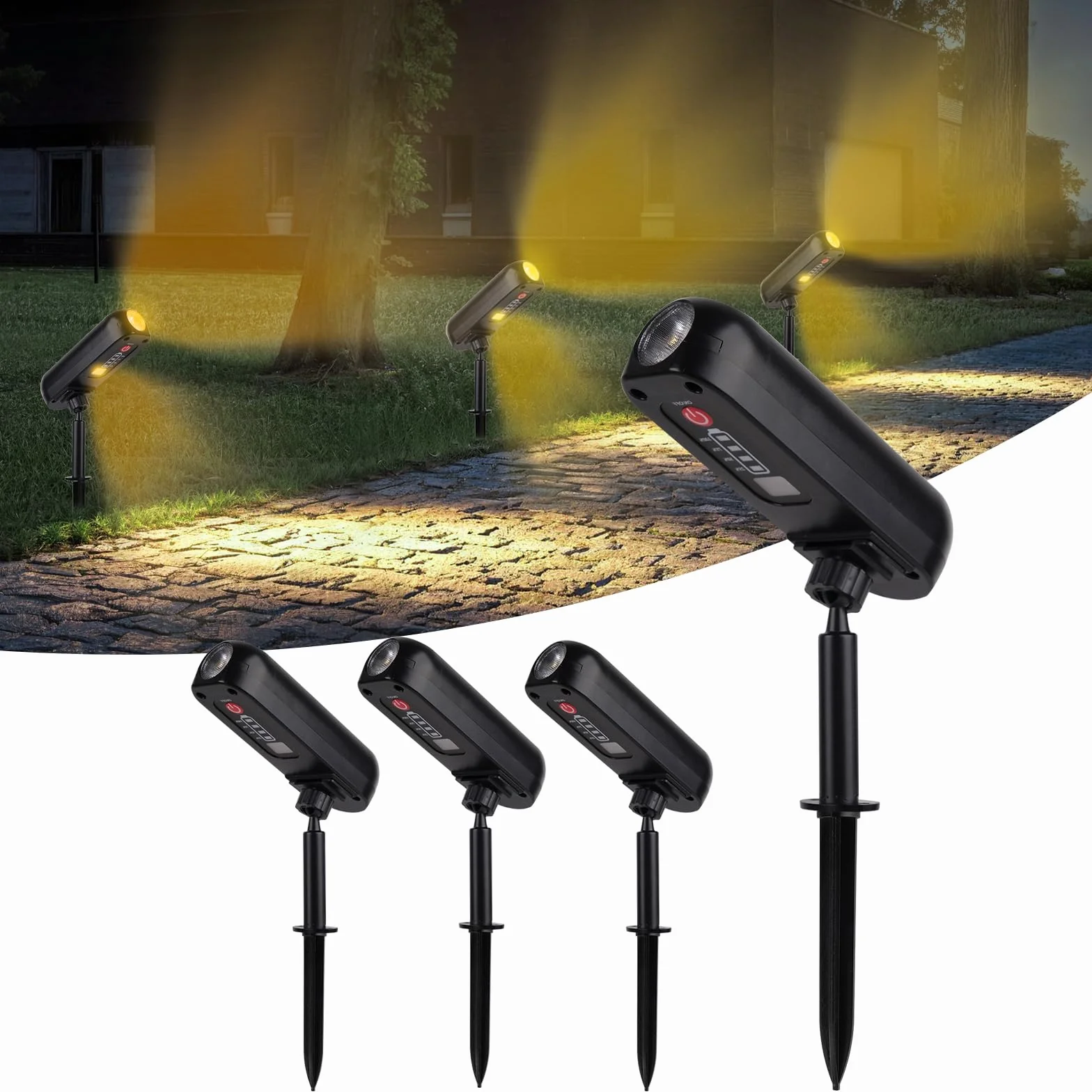 T-SUN 4 Piezas Luces Solares Exterior 3000K IP65 Impermeable 360° Ajustable