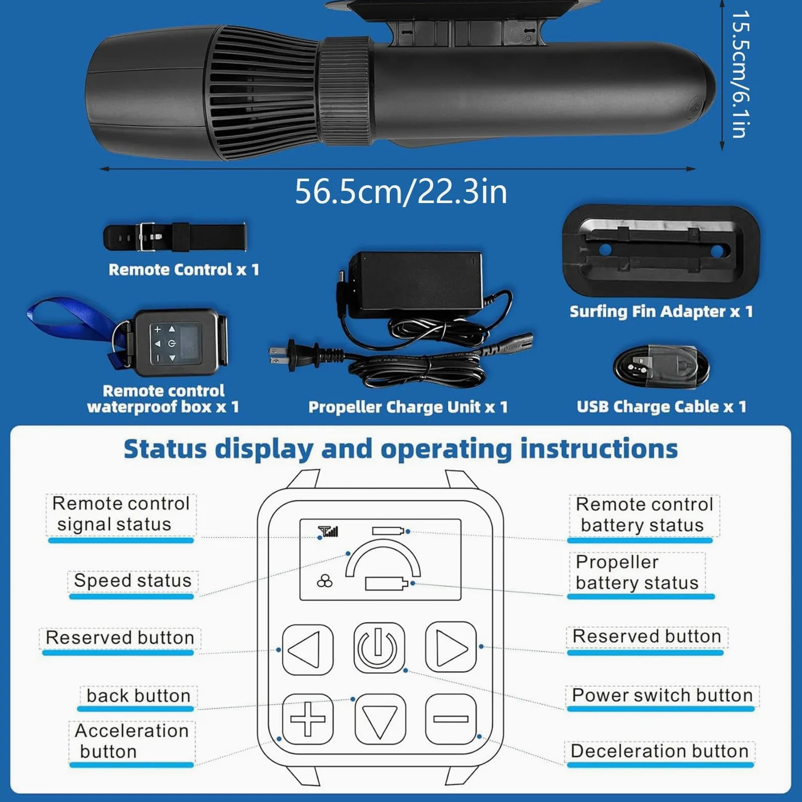 Scooter Submarino portátil de Alta Potencia de 10000 mAh, 500 W, Resistente al Agua hasta 40 m, Ideal para Buceo y esnórquel.