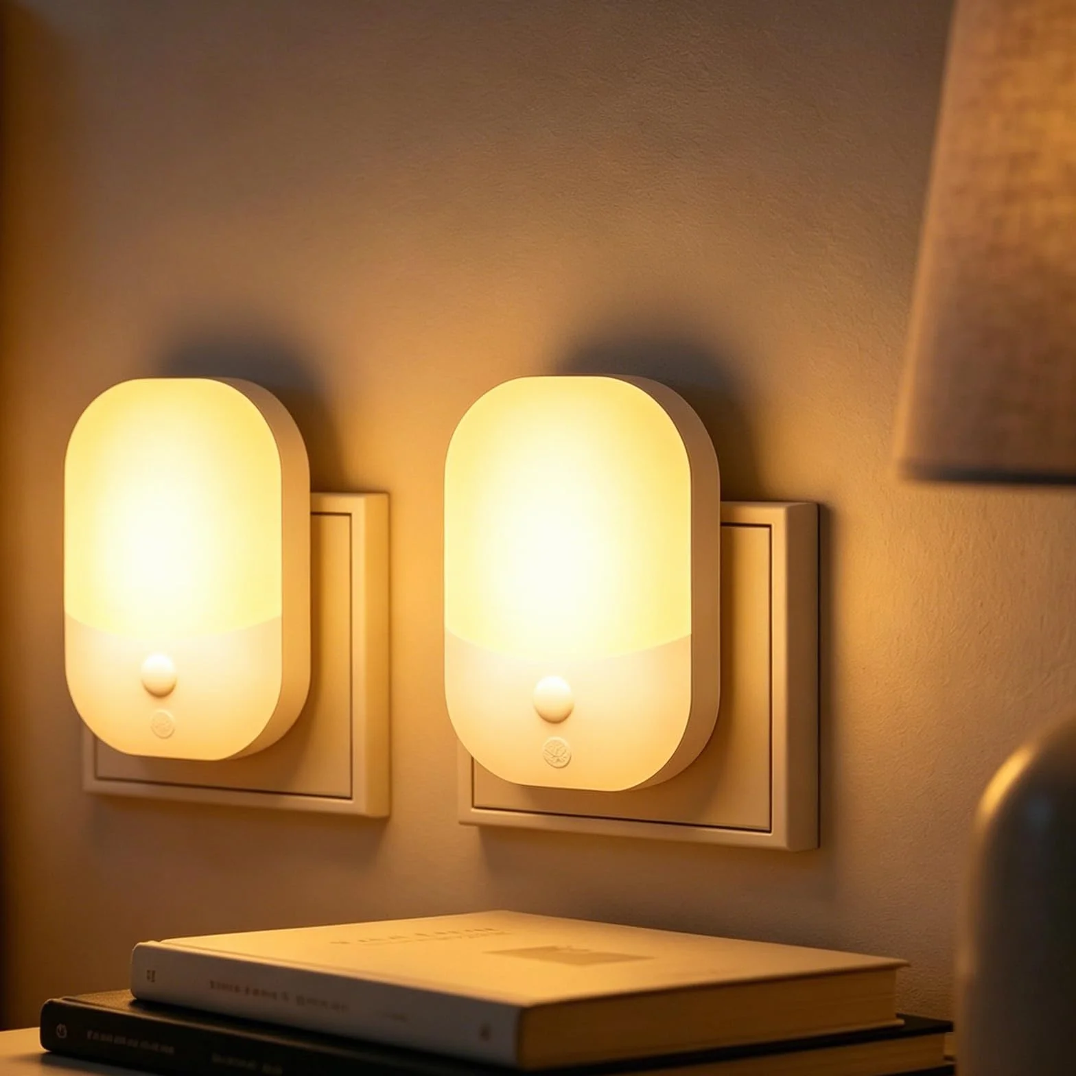 Suright Lámpara Nocturna Infantil 2 Piezas, Sensor de Luz Inteligente, 5 Brillos Regulables, 3 Modos, Blanca Cálida 0.3W