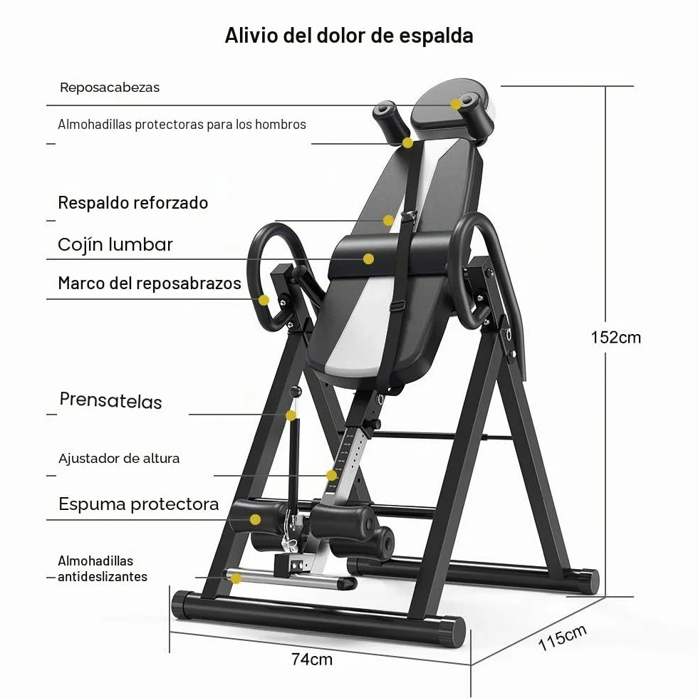 Dripex Gravity - Mesa de inversión resistente con reposacabezas y cinturón protector ajustable para terapia de alivio del dolor (blanco)