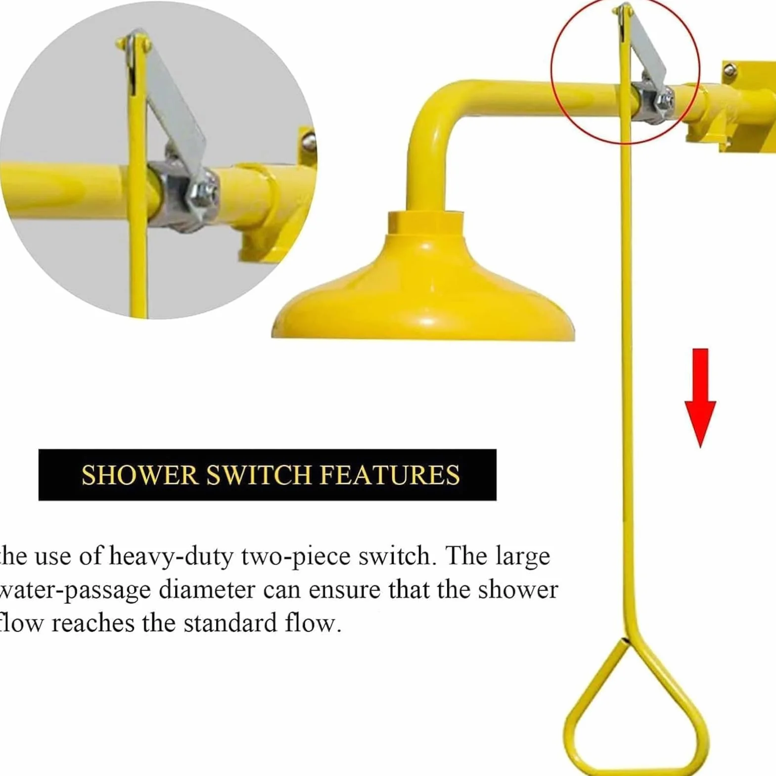 Ducha de Emergencia, Ducha de Seguridad, lavaojos de Emergencia, Cabezal de Ducha de Acero Inoxidable con Revestimiento ABS, diámetro de 32 cm