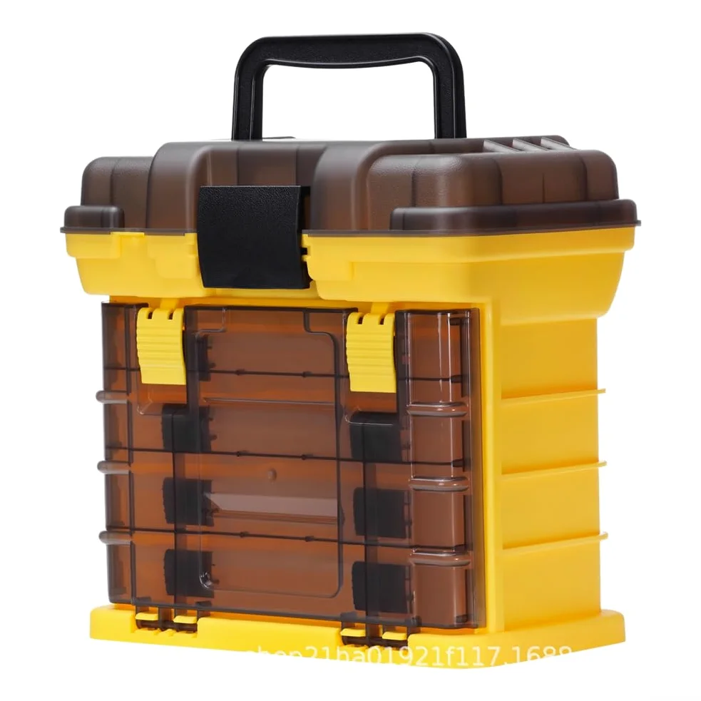 Caja de aparejos de pesca portátil Organizador de almacenamiento multifuncional para señuelos ganchos y accesorios Hecho de material PP Sello impermeable Mango resistente 28 x 17.5 x