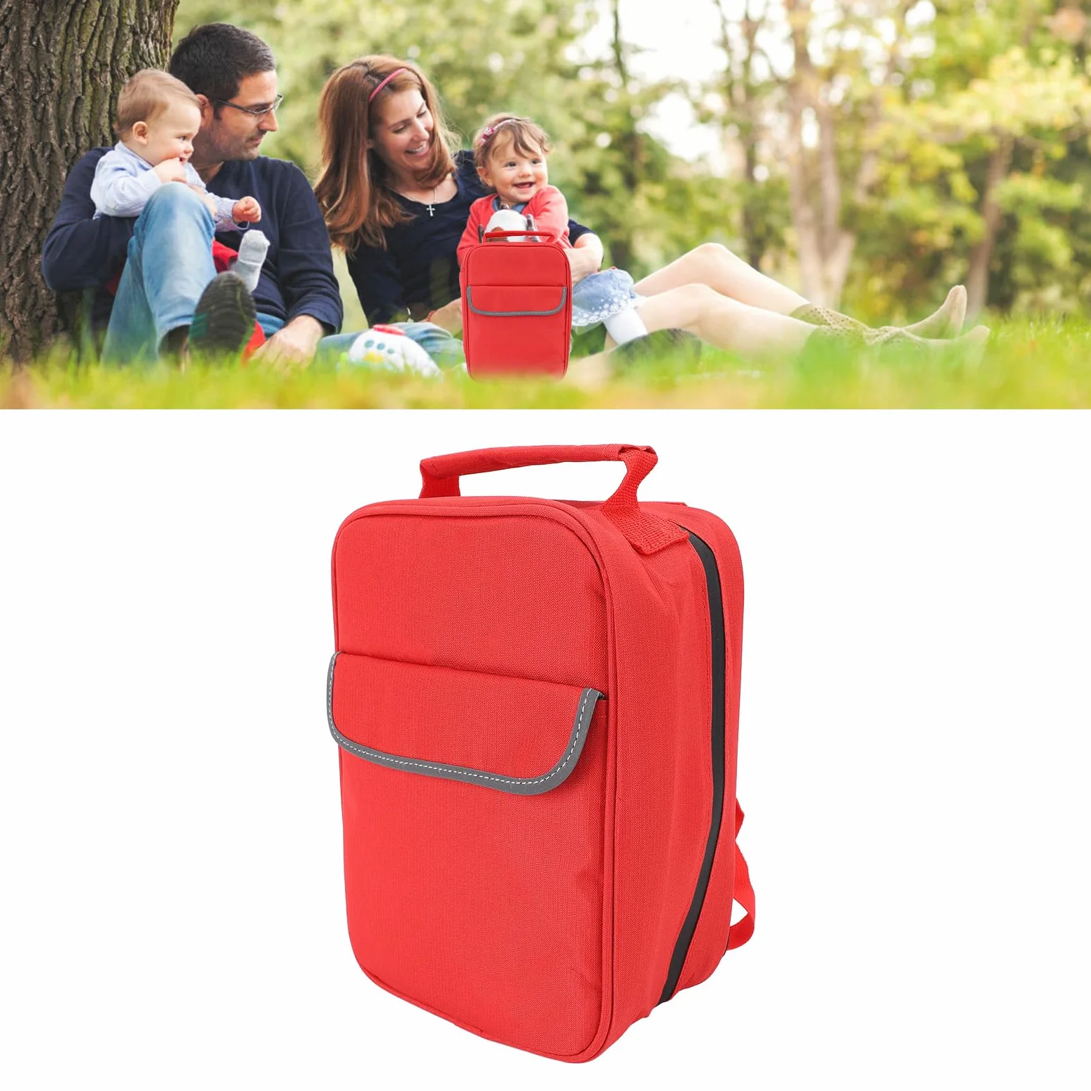 Bolsa de Primeros Auxilios de Emergencia, Bolsa de Poliéster Resistente Al Agua con Tiras Reflectantes para Viajes y Acampadas Al Aire Libre