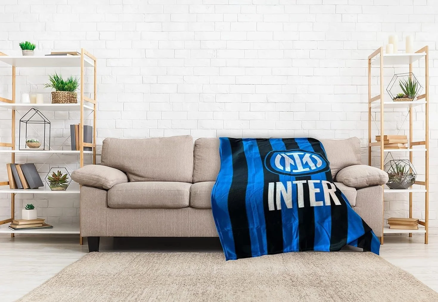 Inter F.C Manta Polar | 120 x 150 | Negro/Azul | Producto Oficial