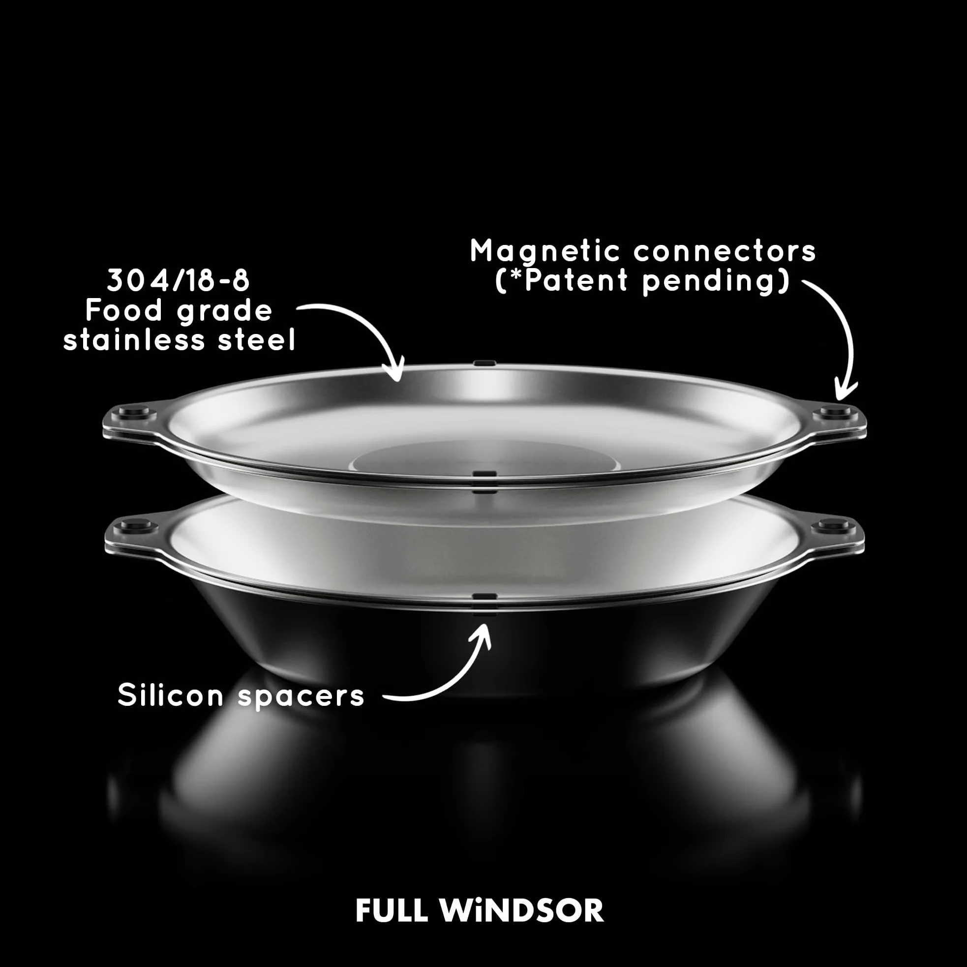 Full Windsor MAGWARE - Juego de cuencos y platos magnéticos – Vajilla de viaje de acero inoxidable para camping, mochileros, picnics y comedor al aire libre – Kit portátil y reutilizable para acampar