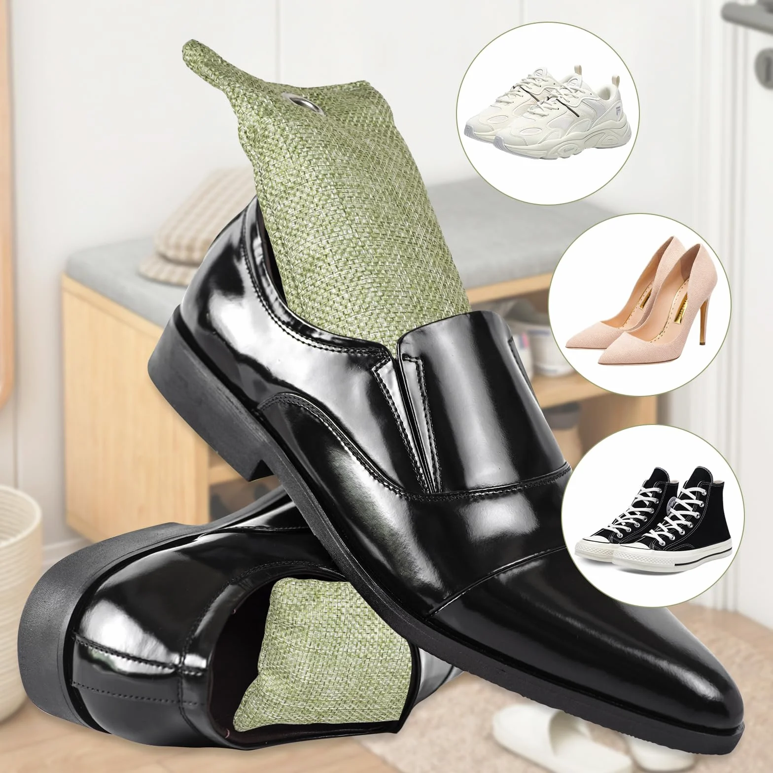Neutralizador De Olores Para Zapatos Bolsa De Carbón Activo De Bambú 4x75g