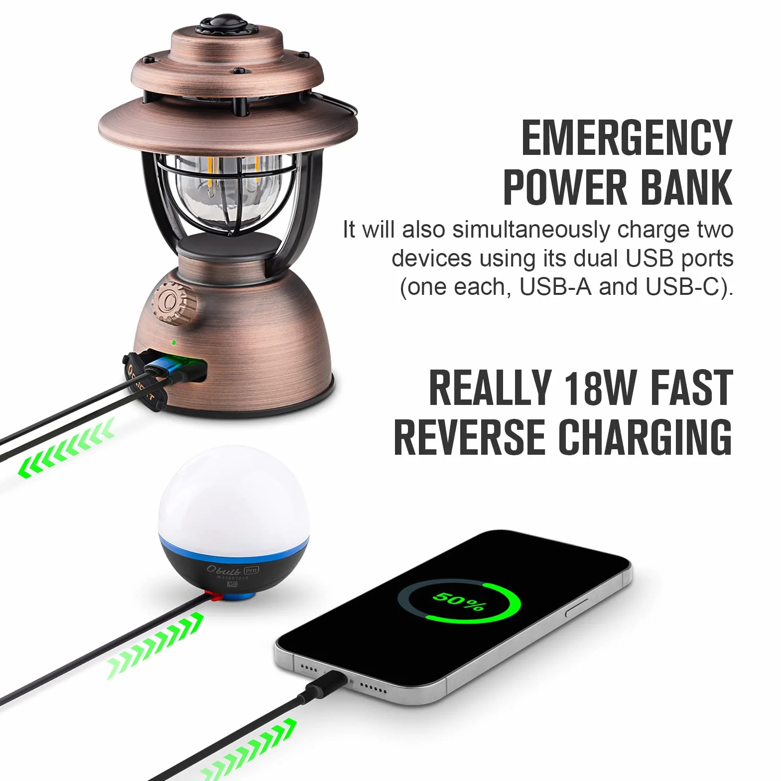 OLIGHT Olantern Classic 2 pro Linterna Camping Recargable 300LM con Recargable por USB Impermeable IPX5 Lámpara de Emergencia 2 Modos de Iluminacion Farol para Trabajar y para Exteriores Camping