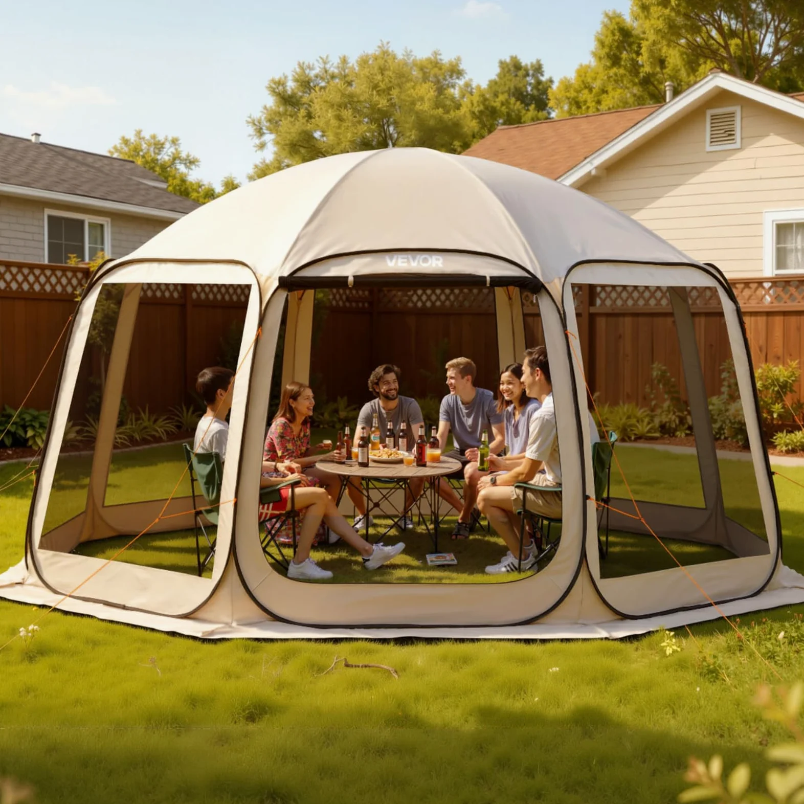 VEVOR Tienda de campaña con mosquitera, 10 x 9 pies, tienda de campaña desplegable para 4-8 personas, toldo con bolsa de transporte, lados de red, estacas para el suelo, para jardín, patio