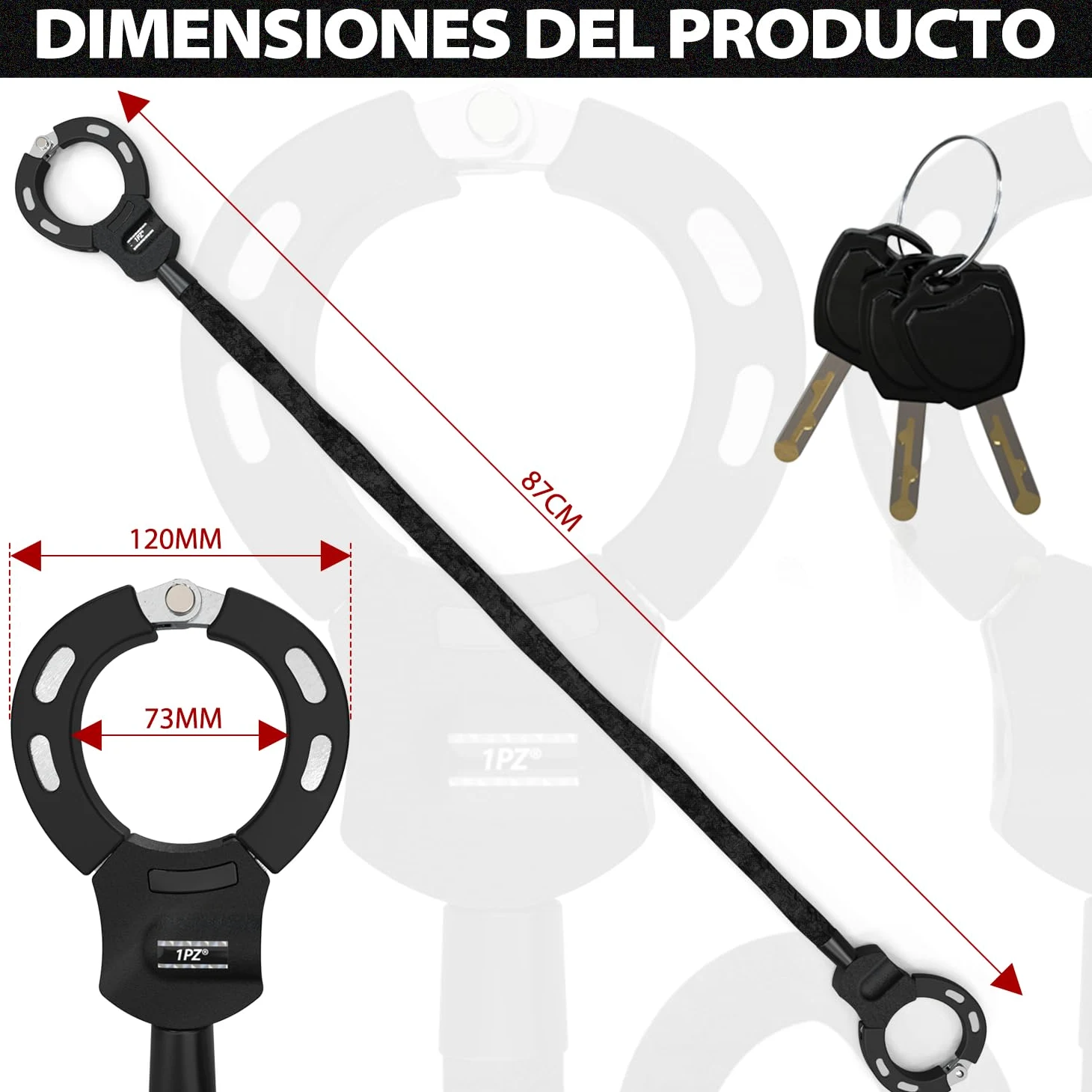 1PZ ES3-NA3 Candado Bicicleta Antirrobo Candado Patinete Electrico Cerradura de Esposas con llave para Segway Ninebot Xiaomi Razor