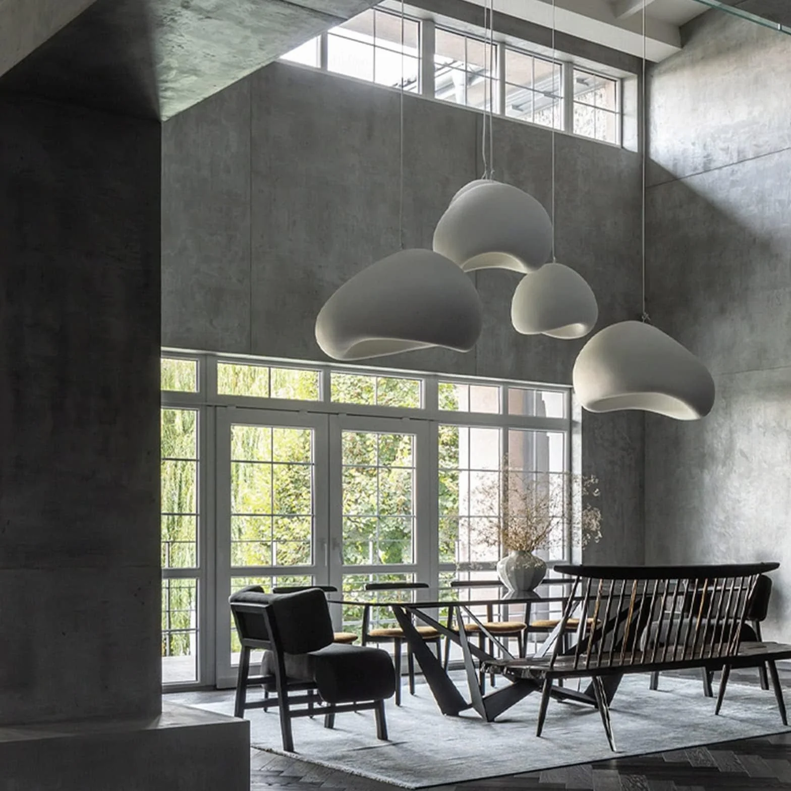Lámpara colgante Wabi-Sabi E27 30 luces nido de pájaro japonesa