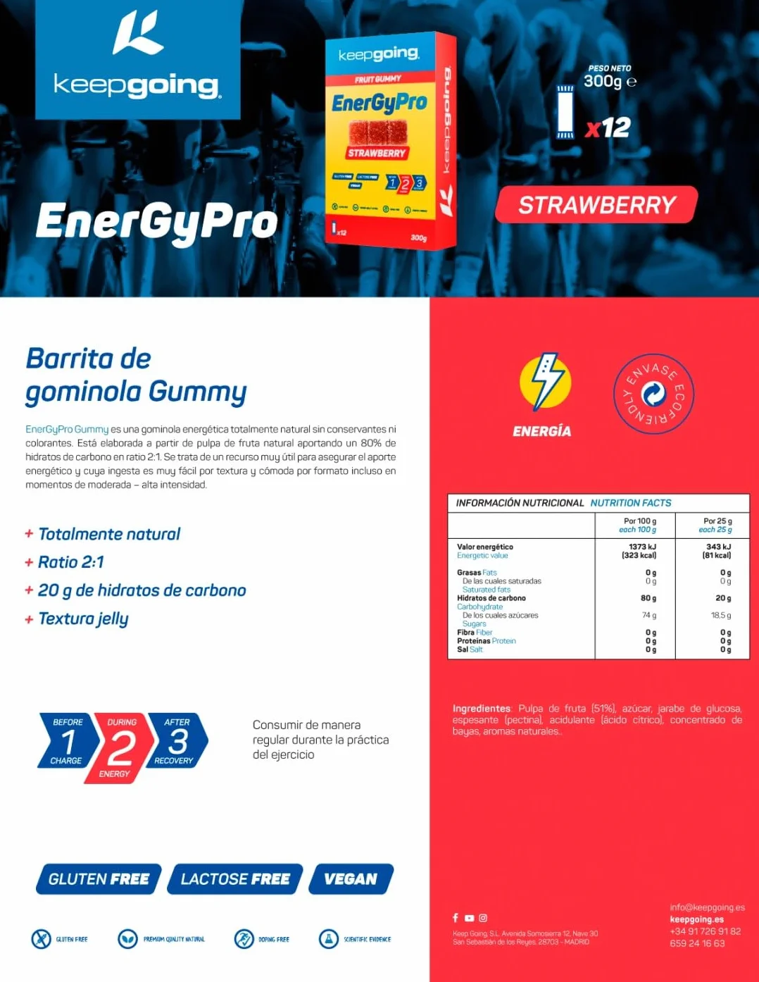 Keepgoing EnergyPro Gummy Fresa 12uds 25g