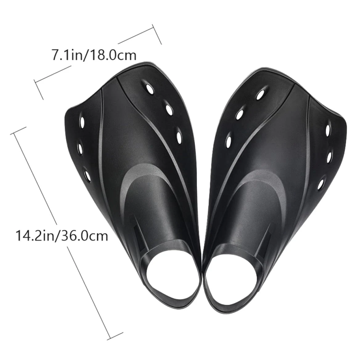 Aletas de Natación para Adultos Negras Bolsillo Suave y Flexible de , Ligeras y Ajustables, Ideales para Piscina y Mar