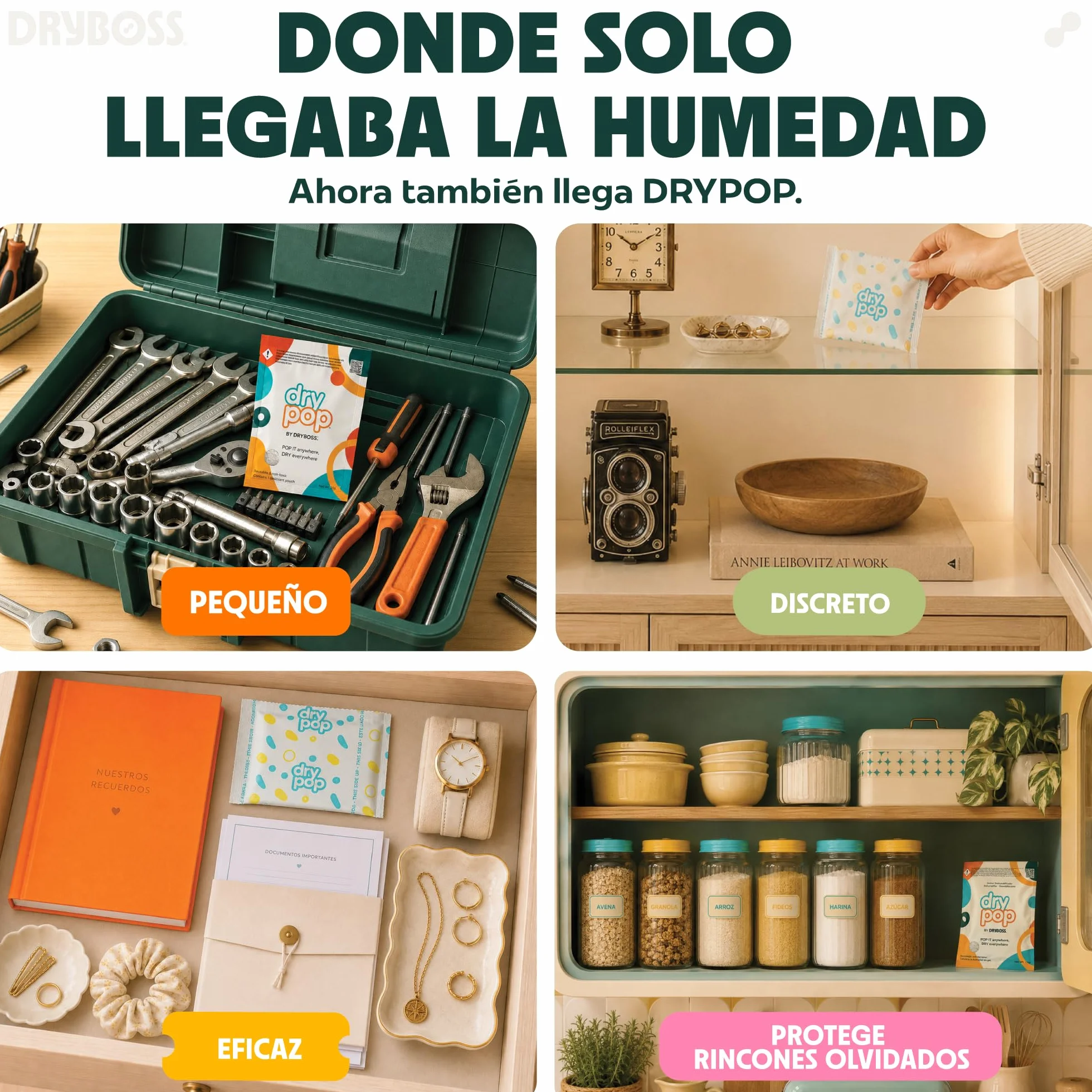 DRYPOP Deshumidificador 20G Antihumedad Pack 18 Sachets para Cajones Armarios