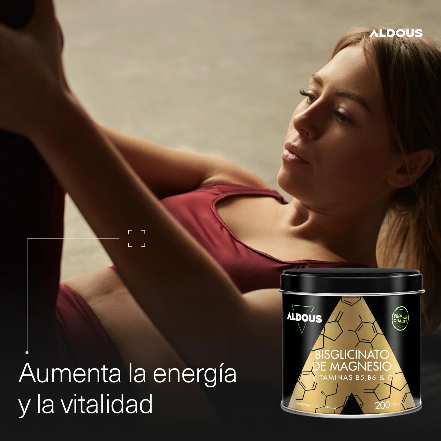 ALDOUS Magnesio Bisglicinato 200 Cápsulas Alta Biodisponibilidad Vitamina C B6 B5