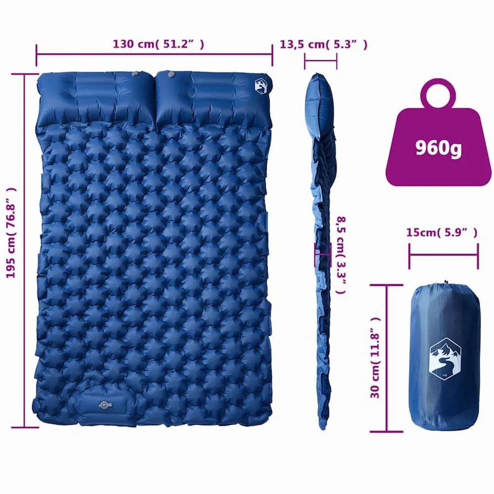 vidaXL colchón de Camping autoinflable colchones de Camping autoinflables colchón de Camping Doble