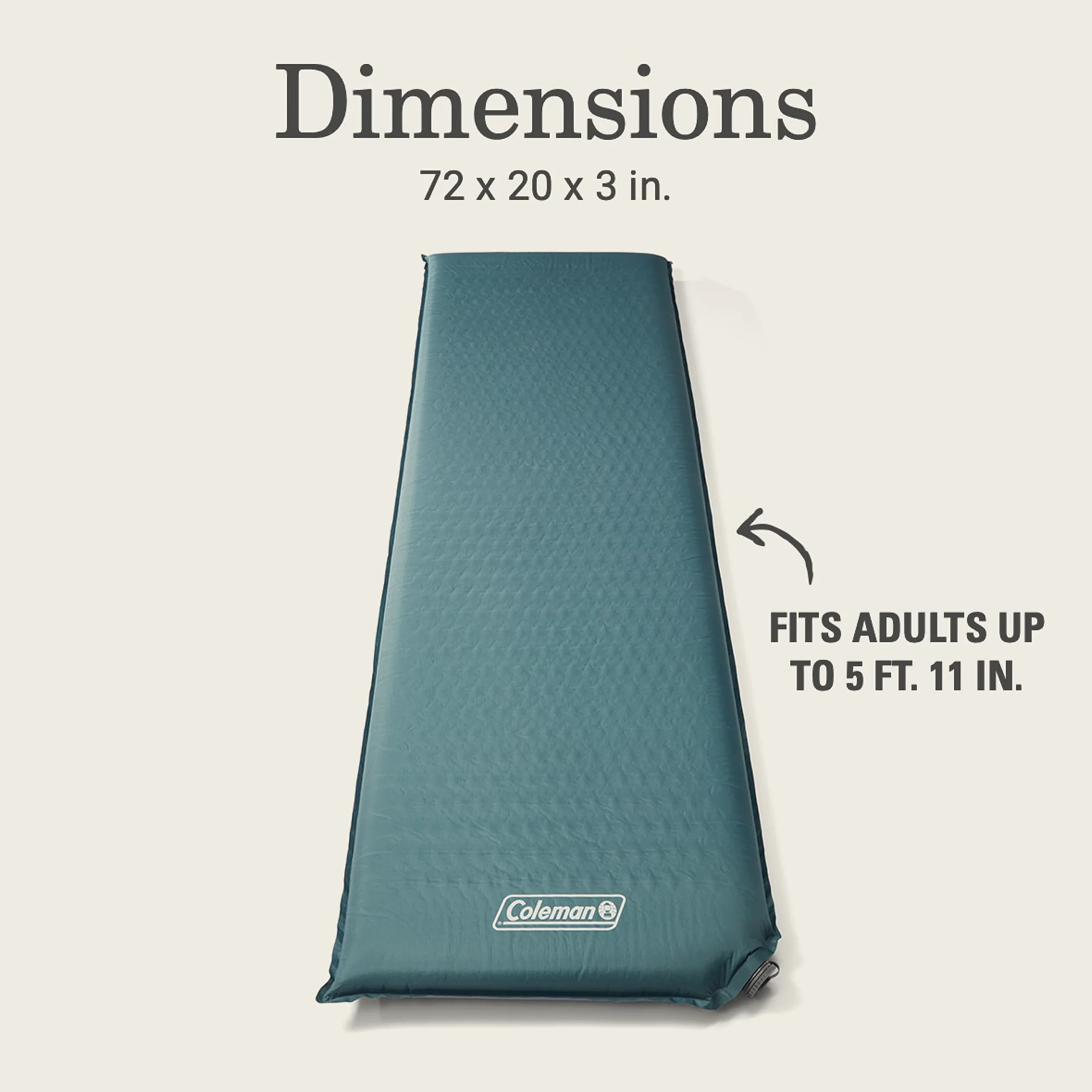 Coleman Silver Springs - Almohadilla de Dormir autoinflable para Camping, Ligera Almohadilla de Campamento con Espuma aislada y Revestimiento Duradero, cómoda Almohadilla de Dormir con fácil inflado