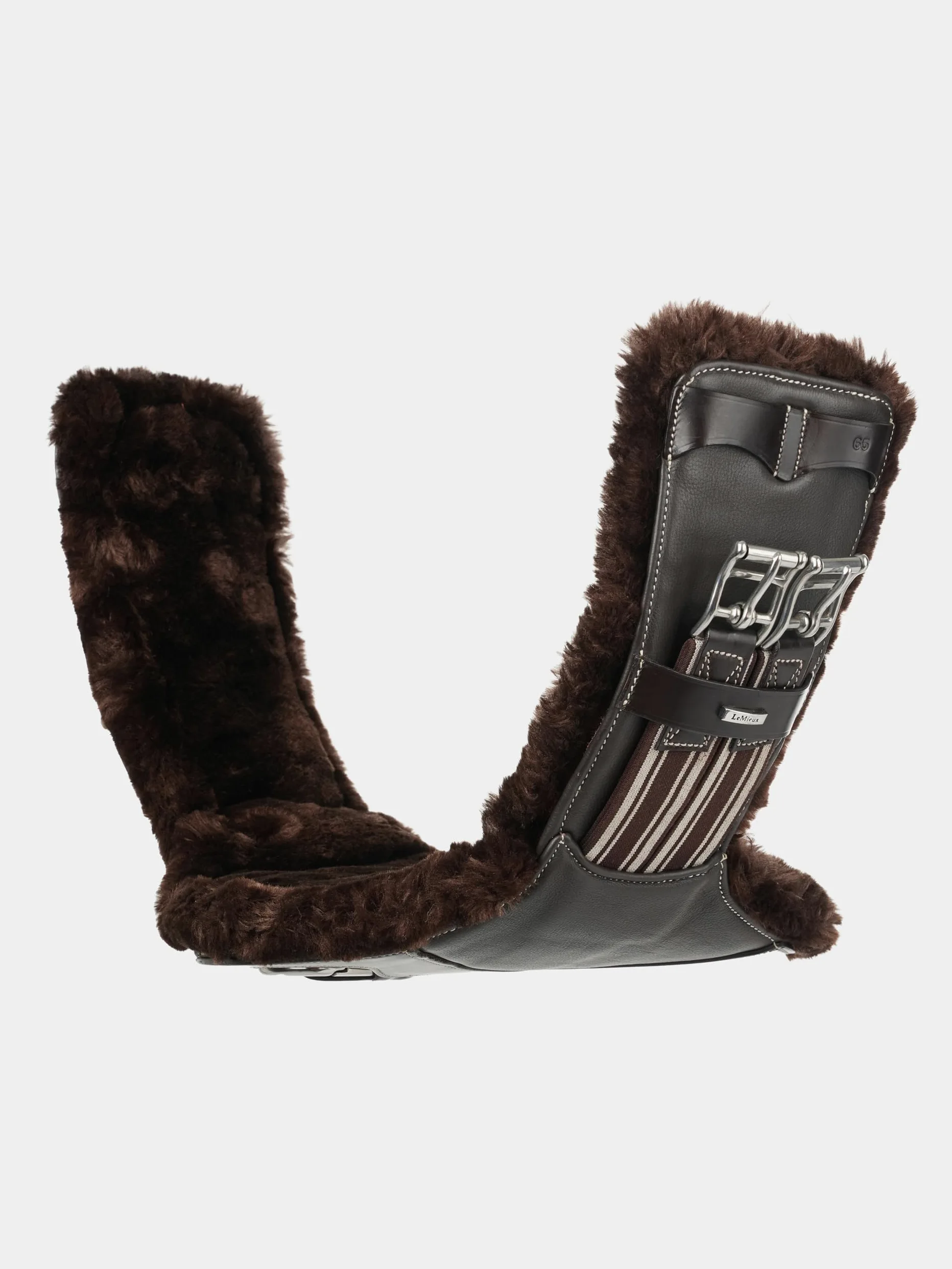 LeMieux Arika Simuwool Contorneado Corto Perno Contorneado - Forma anatómica - Cuero suave y flexible - Clip de mosquetón central - Forro de Simuwool desmontable